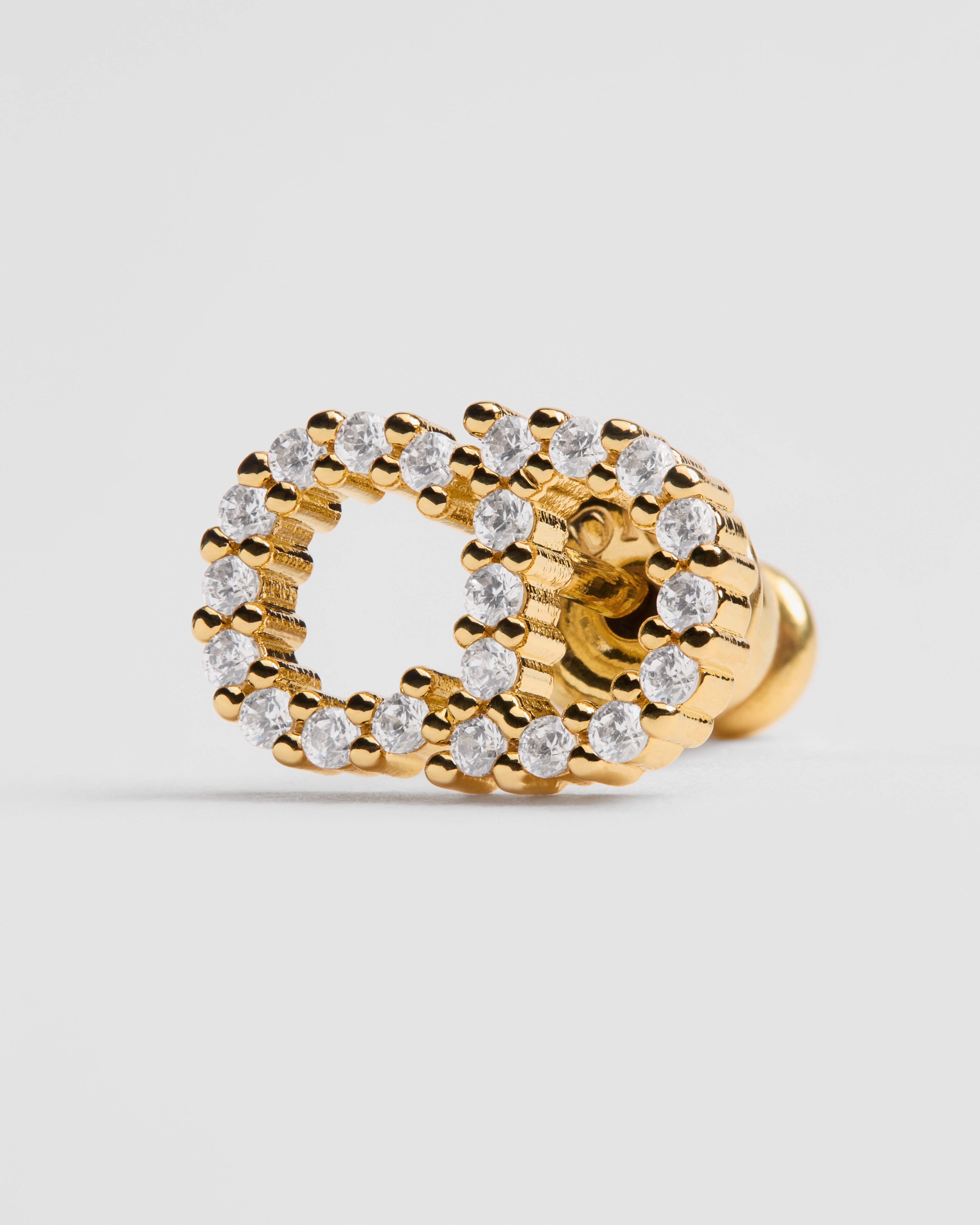 Clair D Lune 耳环 金色饰面金属和闪亮晶体装饰 E09