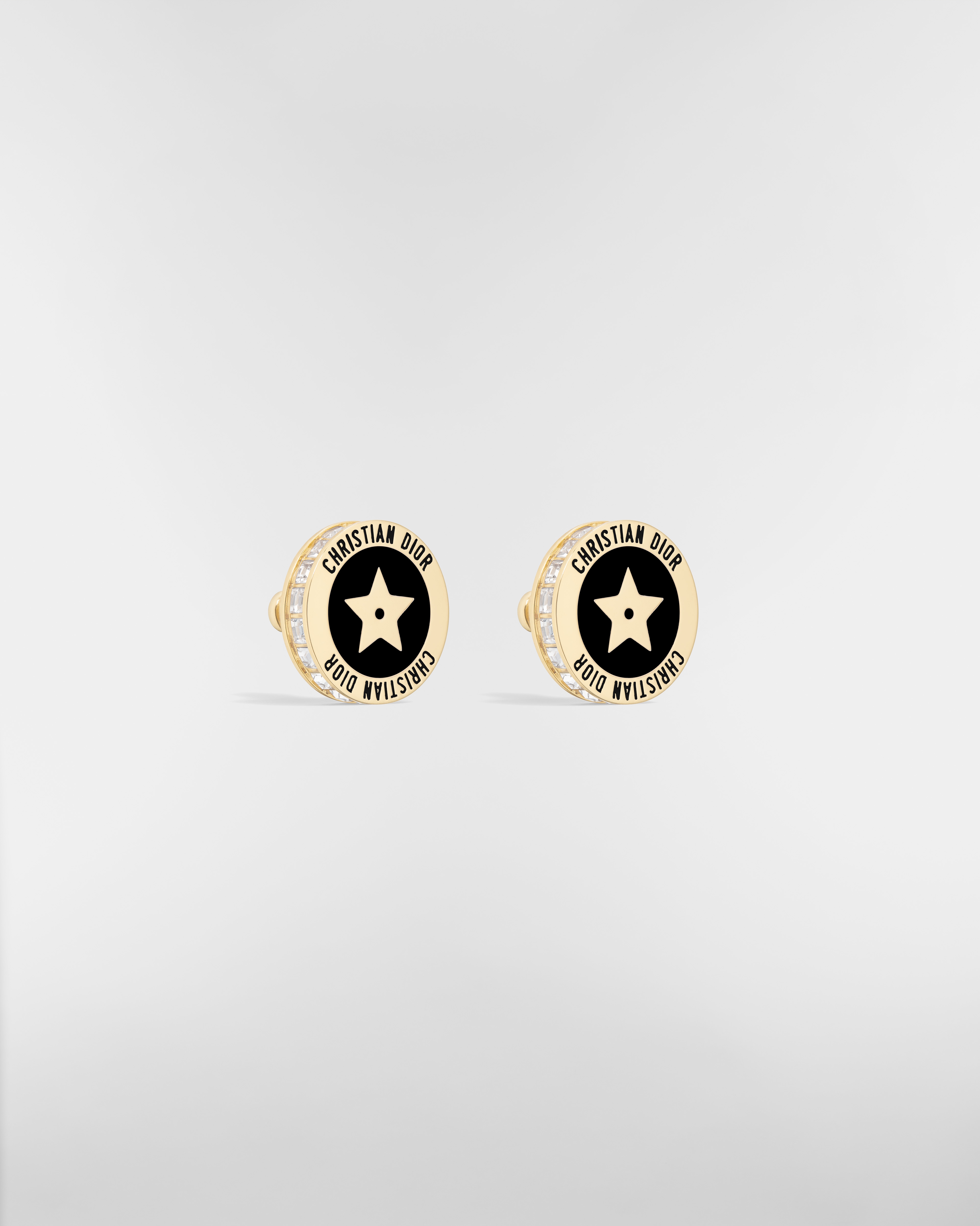 Dior Night Code 耳环 金色饰面金属、闪亮晶体和黑色涂漆装饰 E03