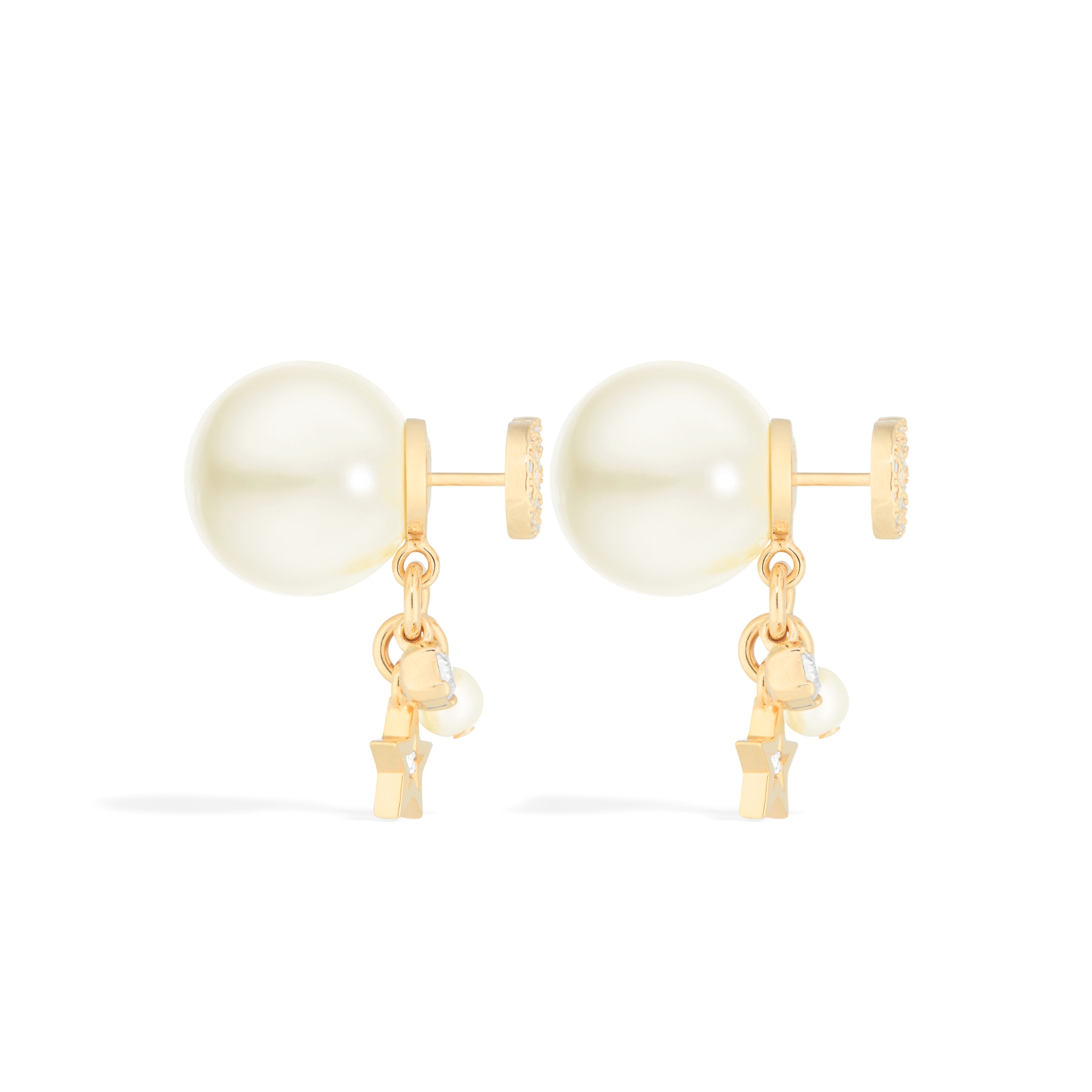 Dior Tribales 耳环 金色饰面金属、白色树脂珠饰和银色调晶体装饰 E02