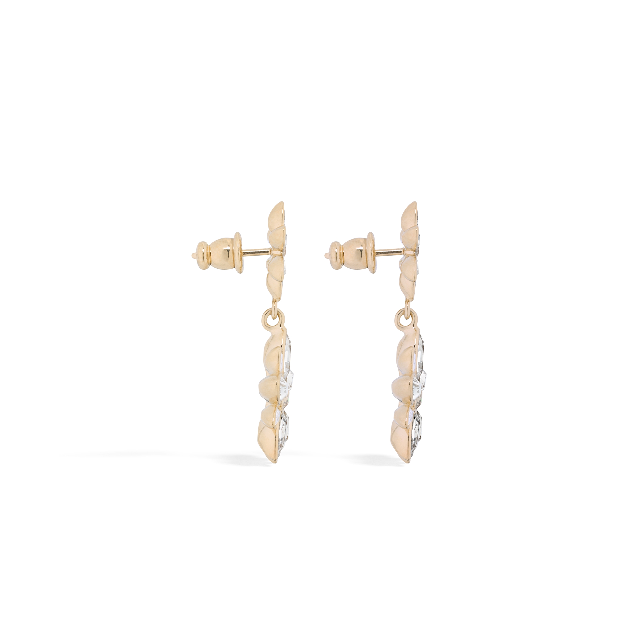 Fleur de Glace 耳环 浅金色饰面金属搭配金色和银色调晶体 E02