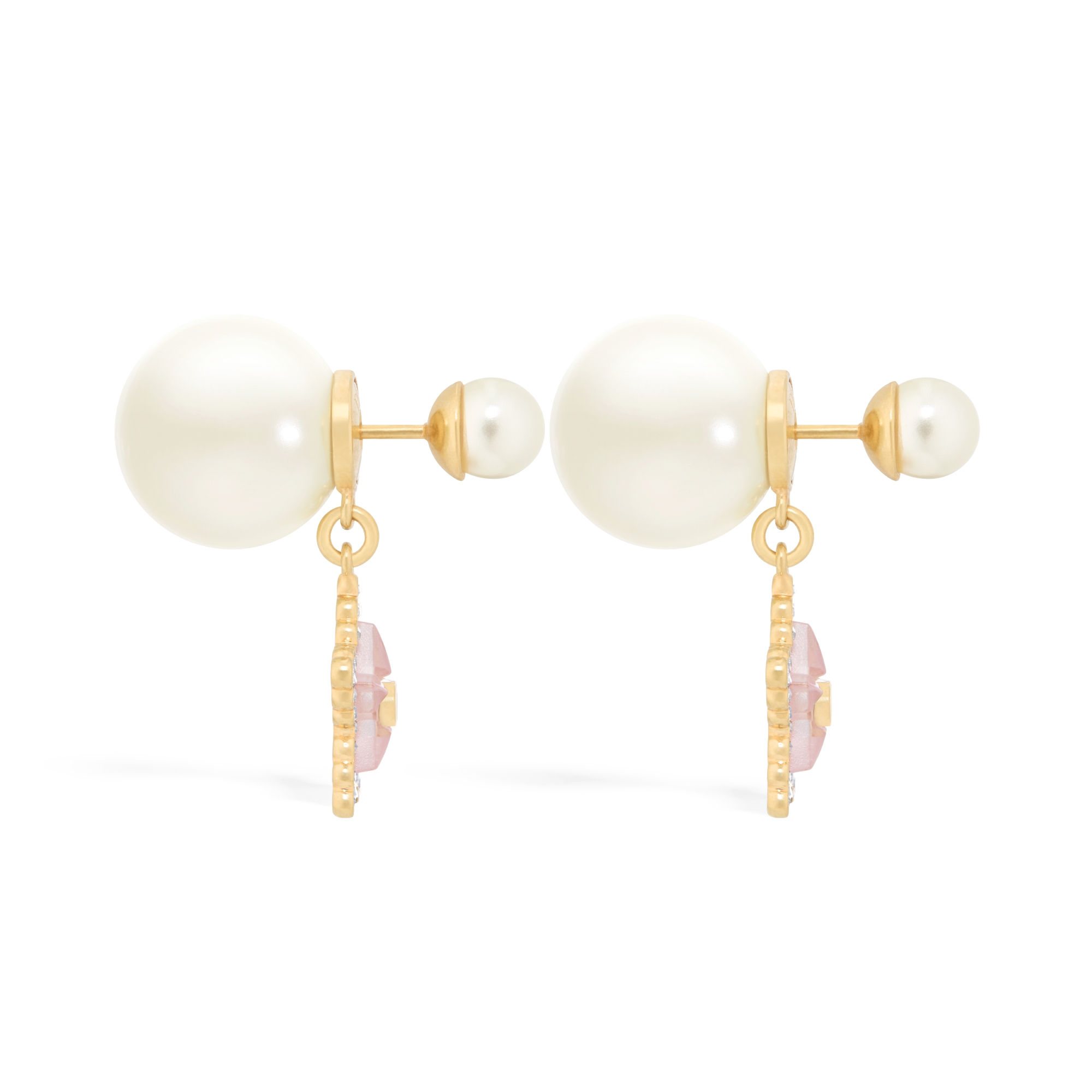 Dior Tribales 耳环 金色饰面金属、白色树脂珠饰、银色调晶体和马卡龙粉色玻璃装饰 E02