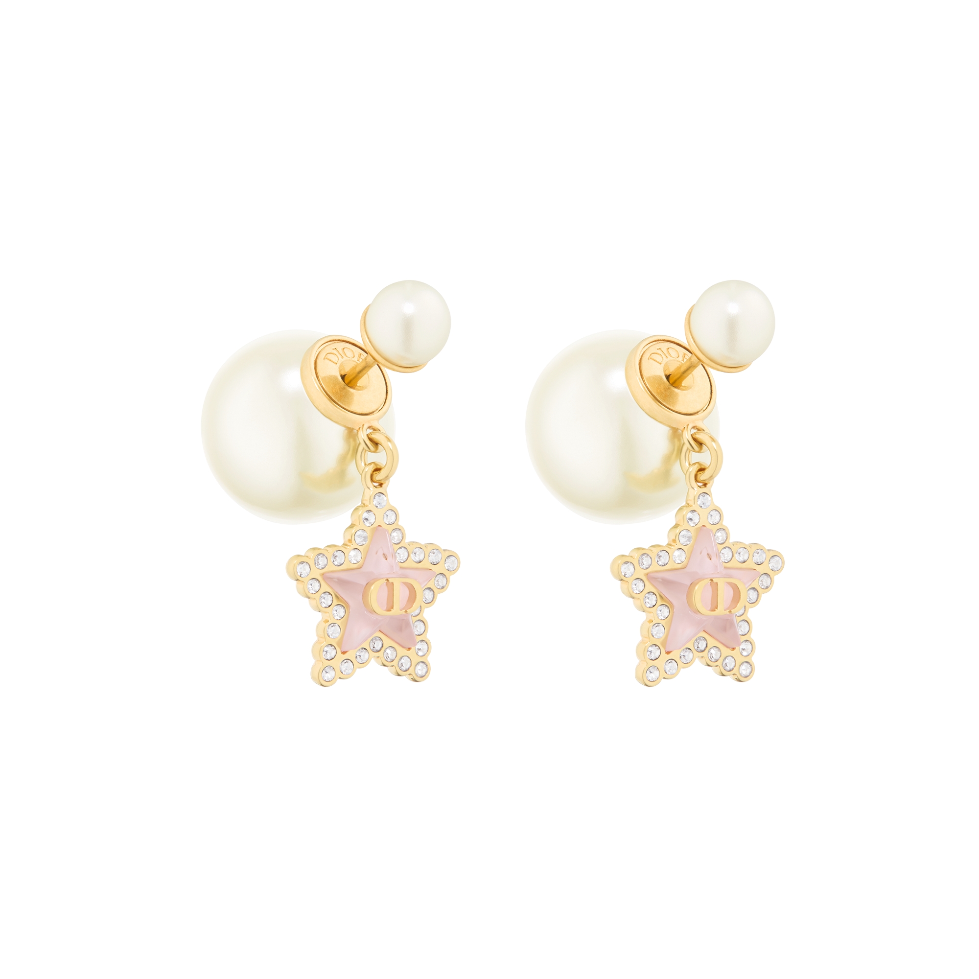  金色饰面金属、白色树脂珠饰、银色调晶体和马卡龙粉色玻璃装饰