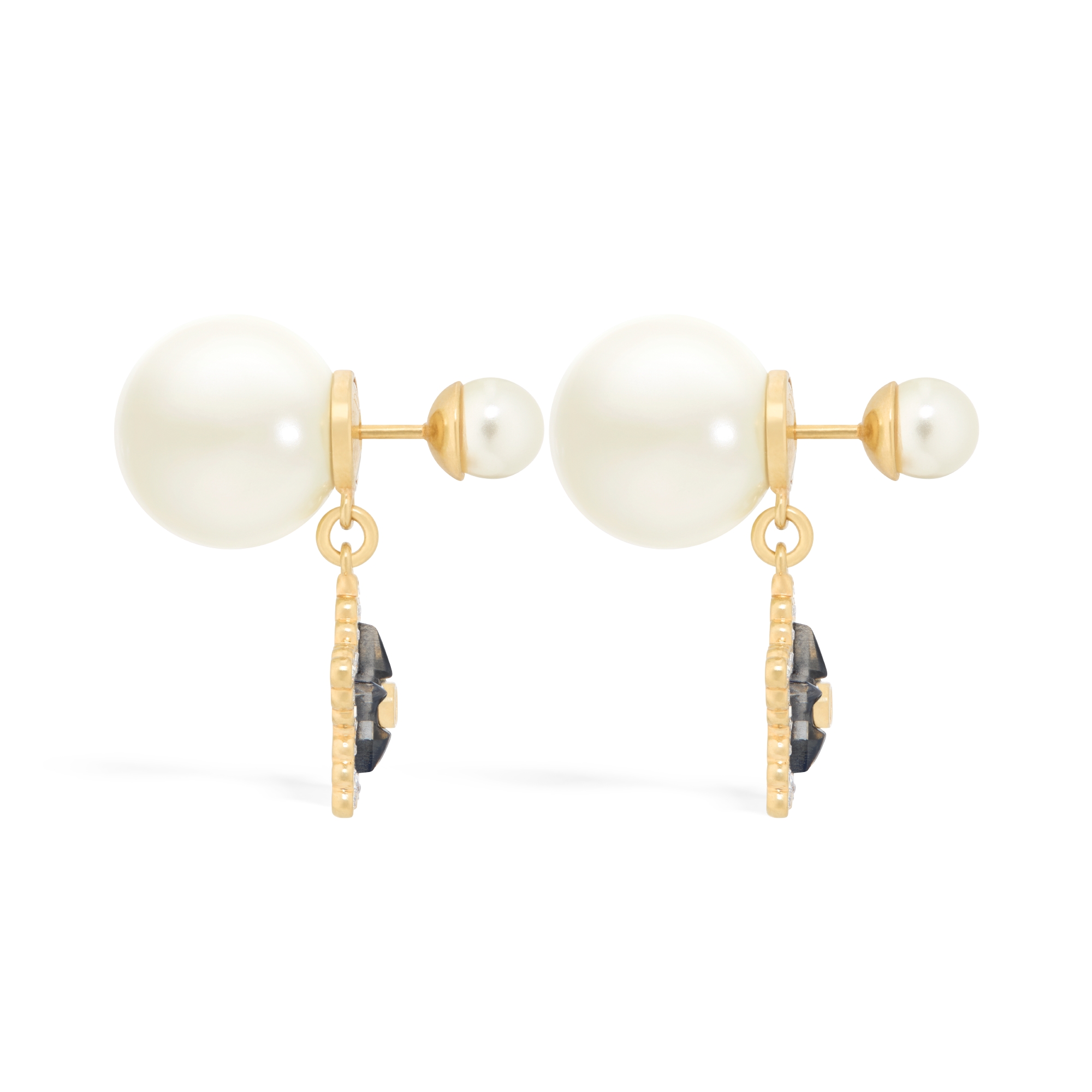 Dior Tribales 耳环 金色饰面金属、白色树脂珠饰、银色调晶体和深海蓝色玻璃装饰 E02