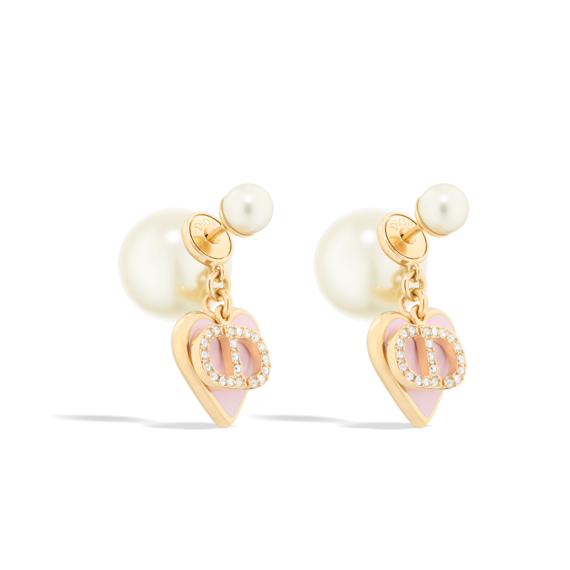 Dioramour Dior Tribales 耳环 金色饰面金属、白色树脂珠饰、银色调晶体和马卡龙粉色涂漆装饰 E03
