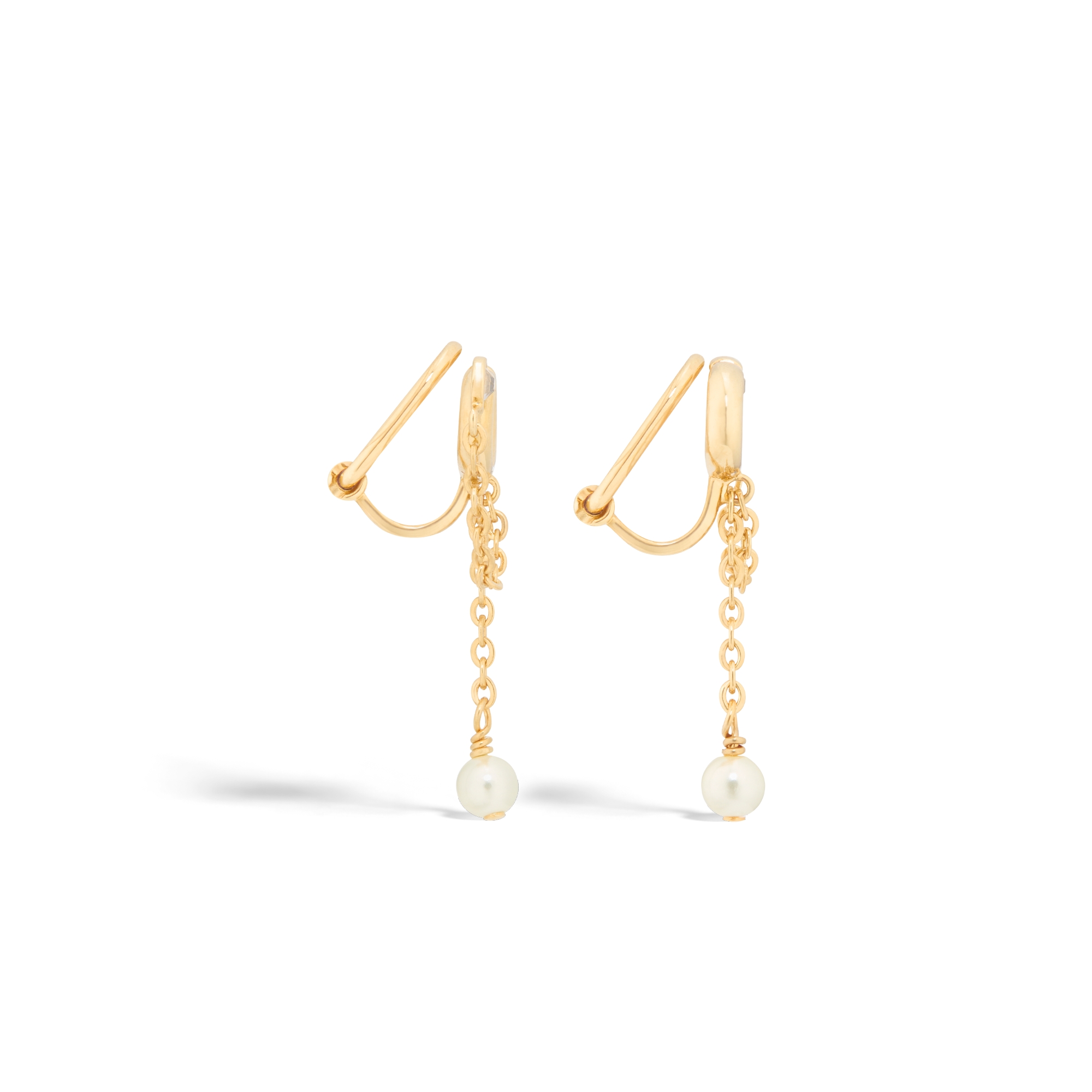 CD Navy 夹式耳环 金色饰面金属、白色树脂珠饰和银色调晶体装饰 E02