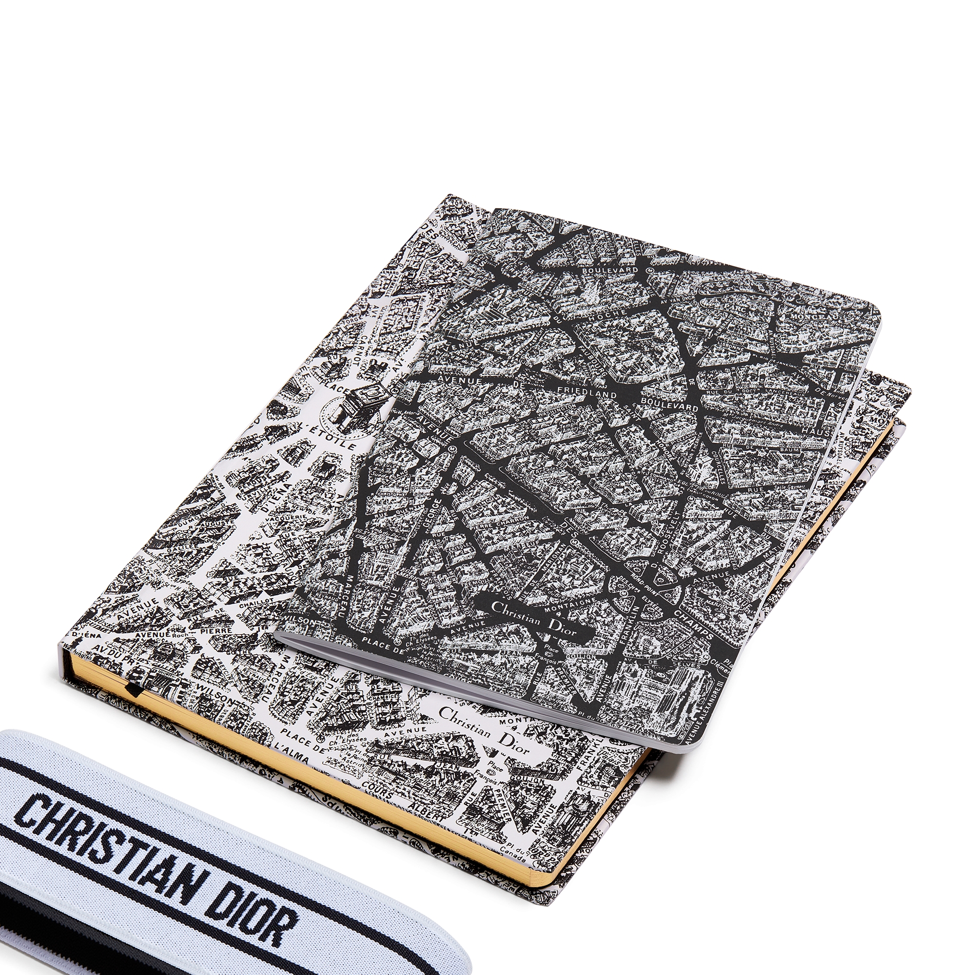 笔记本两件套 白色和黑色 Plan de Paris 图案 E03