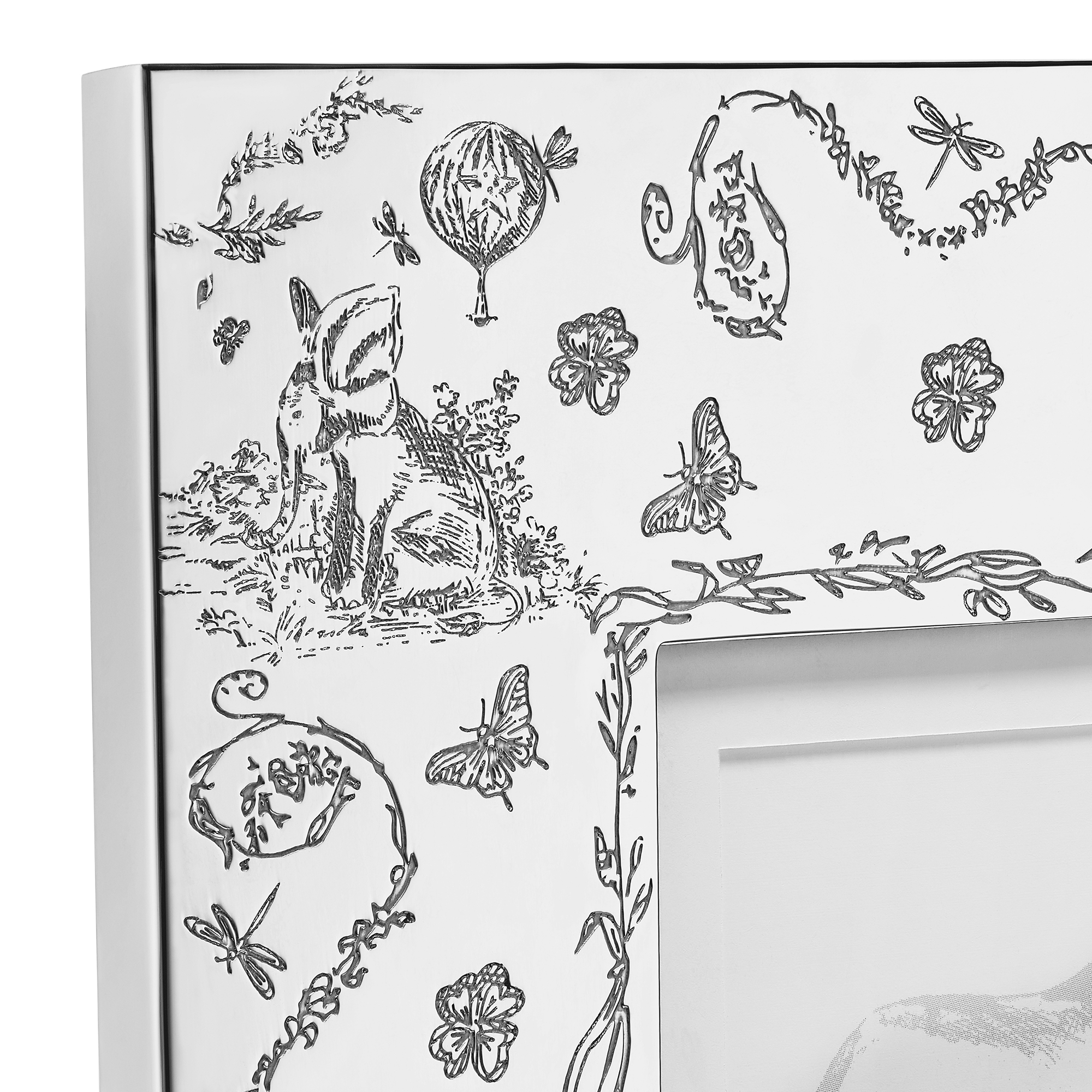 小号镌刻图案相框 银色饰面金属 Innocence 茹伊印花图案 E09