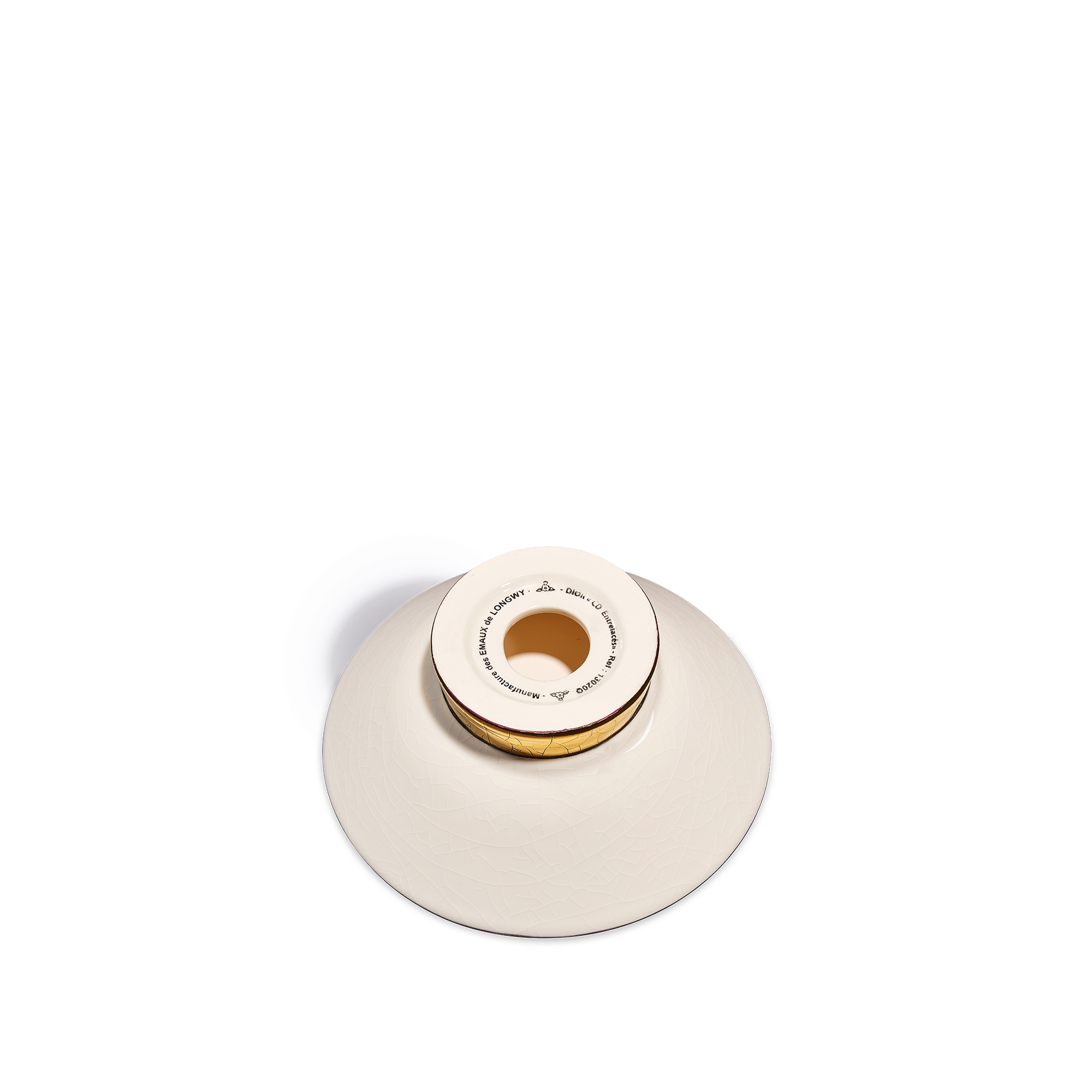 装饰托盘 Dior 与 Manufacture des Émaux de Longwy 联名，金色调陶瓷和瓷釉 CD Entrelacés 图案 E08