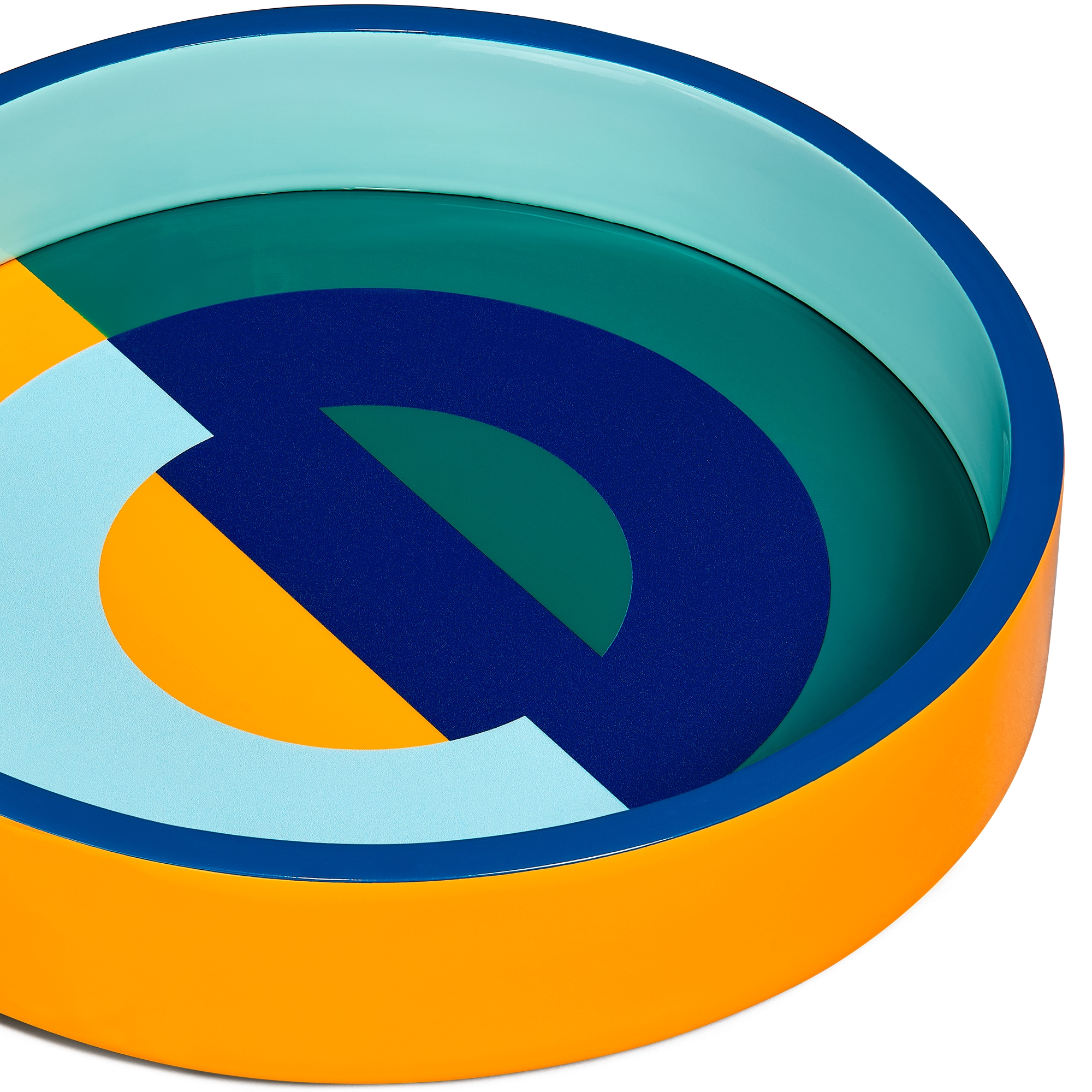 装饰托盘 涂漆木头绿色和黄色 CD Entrelacés 图案 E09