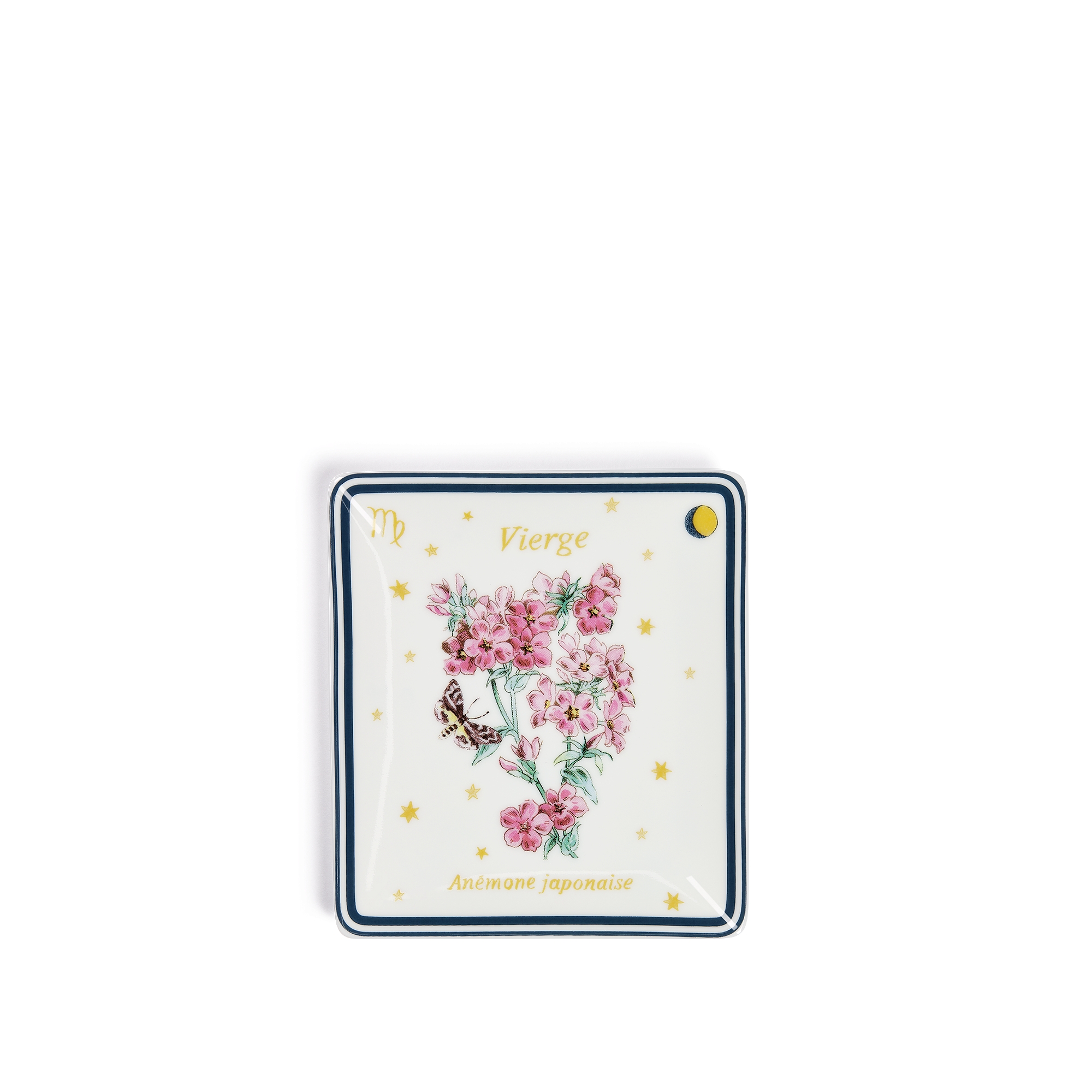 装饰托盘 米白色瓷质多色 Fleur du Zodiac 处女座图案 E01