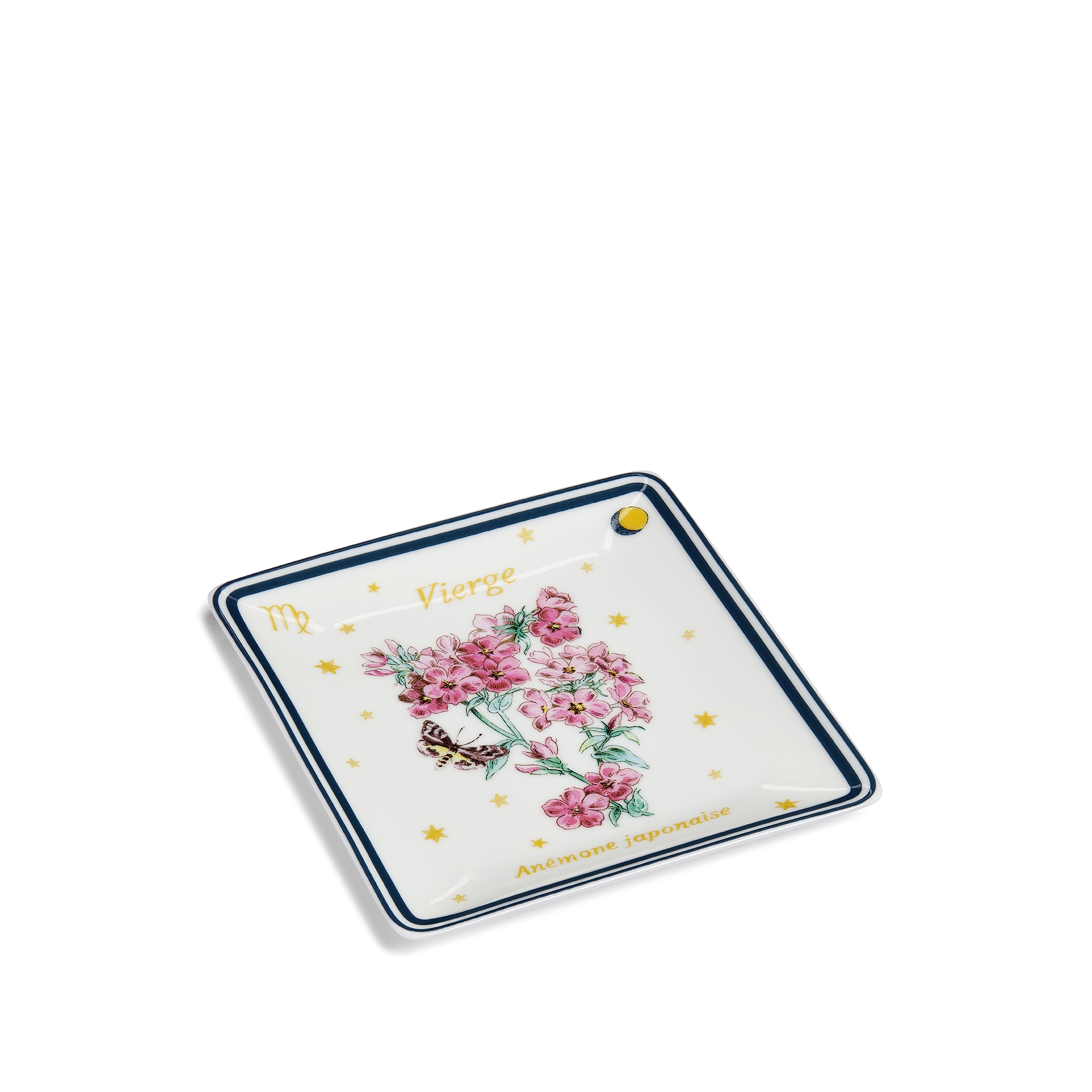 装饰托盘 米白色瓷质多色 Fleur du Zodiac 处女座图案 E03