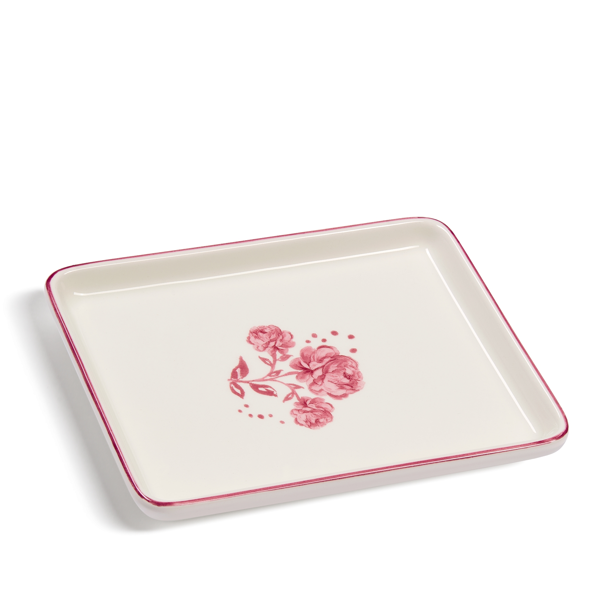 装饰托盘 陶瓷玫瑰图案 E03