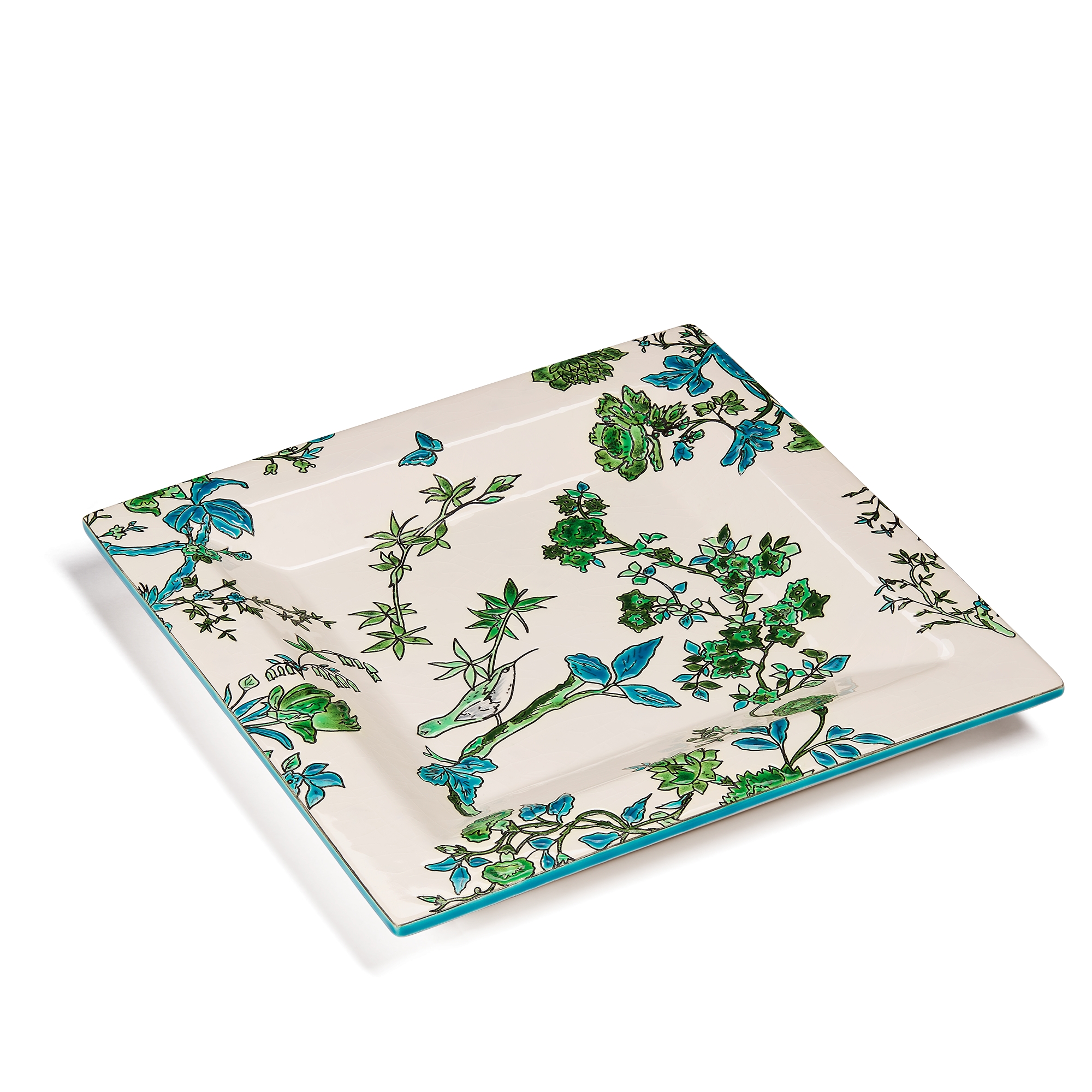 装饰托盘 Dior 与 Manufacture des Émaux de Longwy 联名，米色陶瓷和瓷釉多色花卉图案 E03