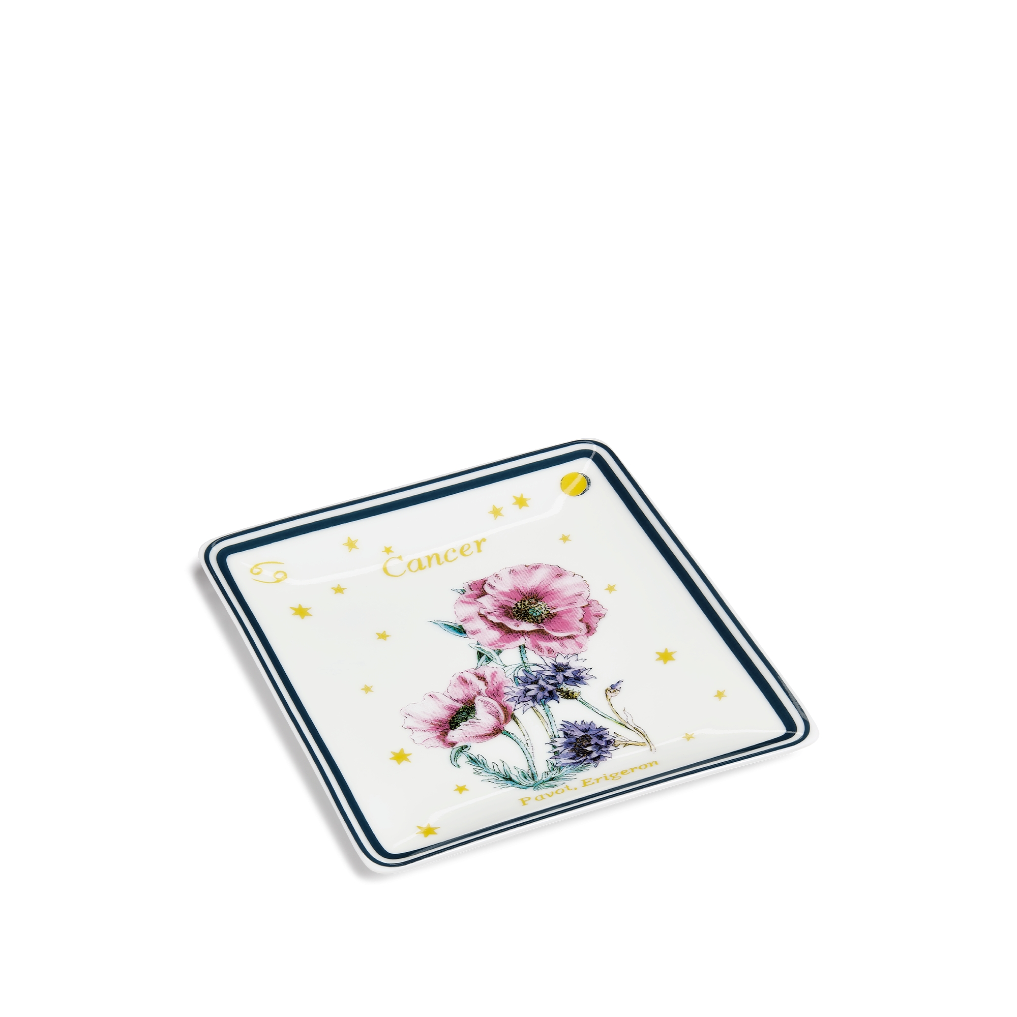 装饰托盘 米白色瓷质多色 Fleur du Zodiac 巨蟹座图案 E03