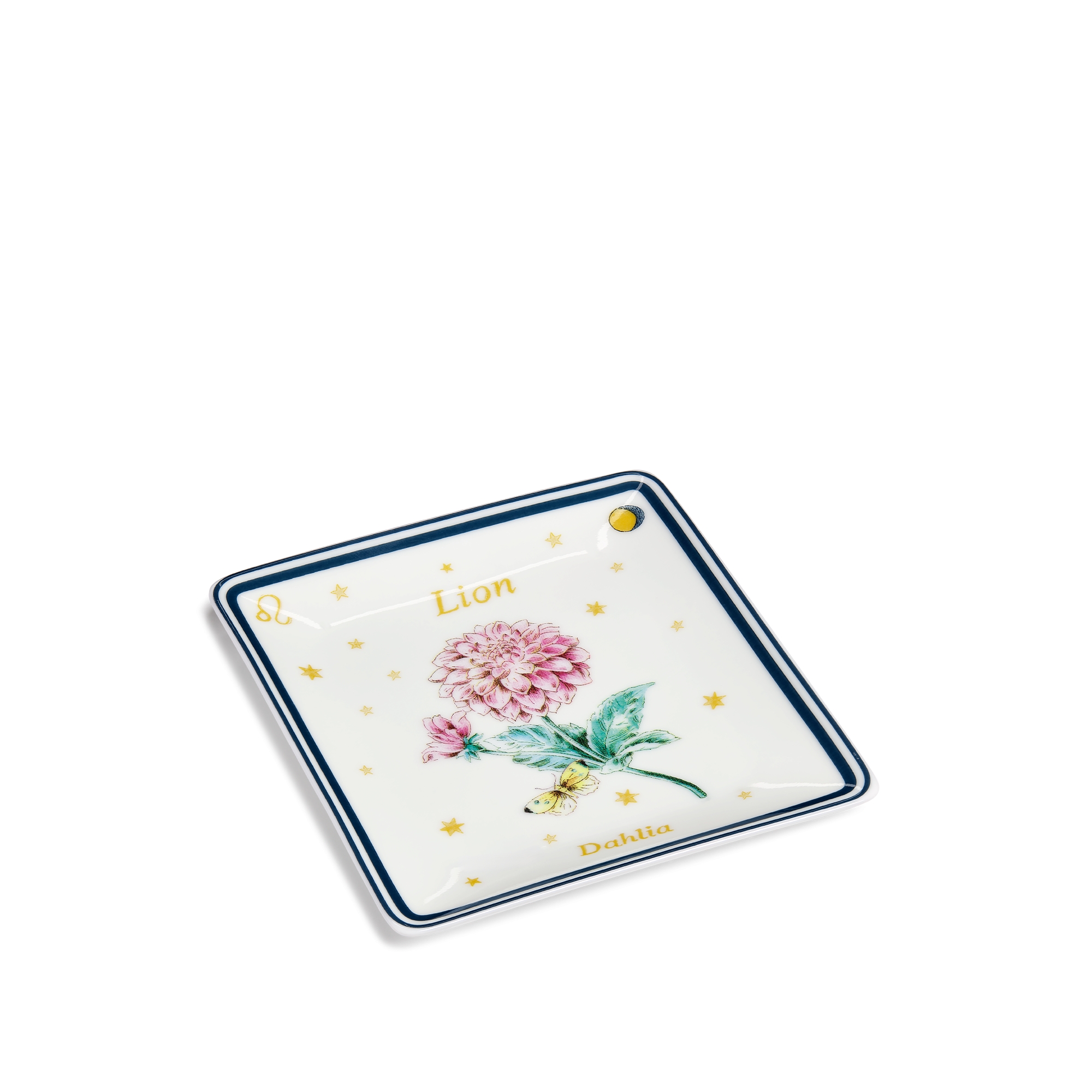 装饰托盘 米白色瓷质多色 Fleur du Zodiac 狮子座图案 E03