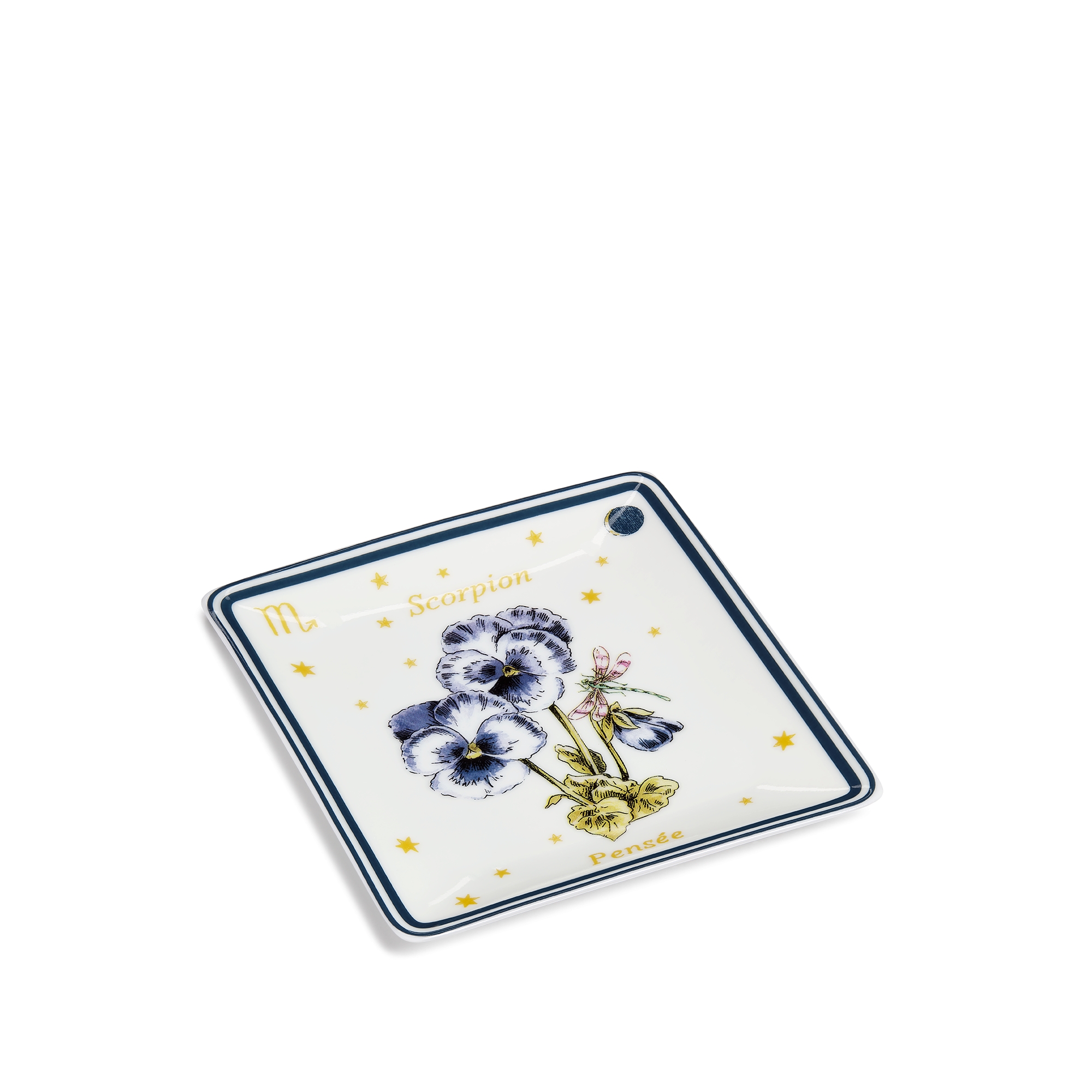 装饰托盘 米白色瓷质多色 Fleur du Zodiac 天蝎座图案 E03