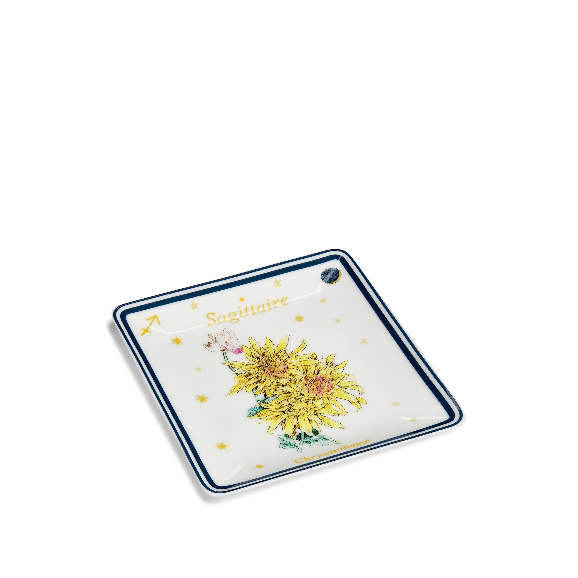 装饰托盘 米白色瓷质多色 Fleur du Zodiac 射手座图案 E03
