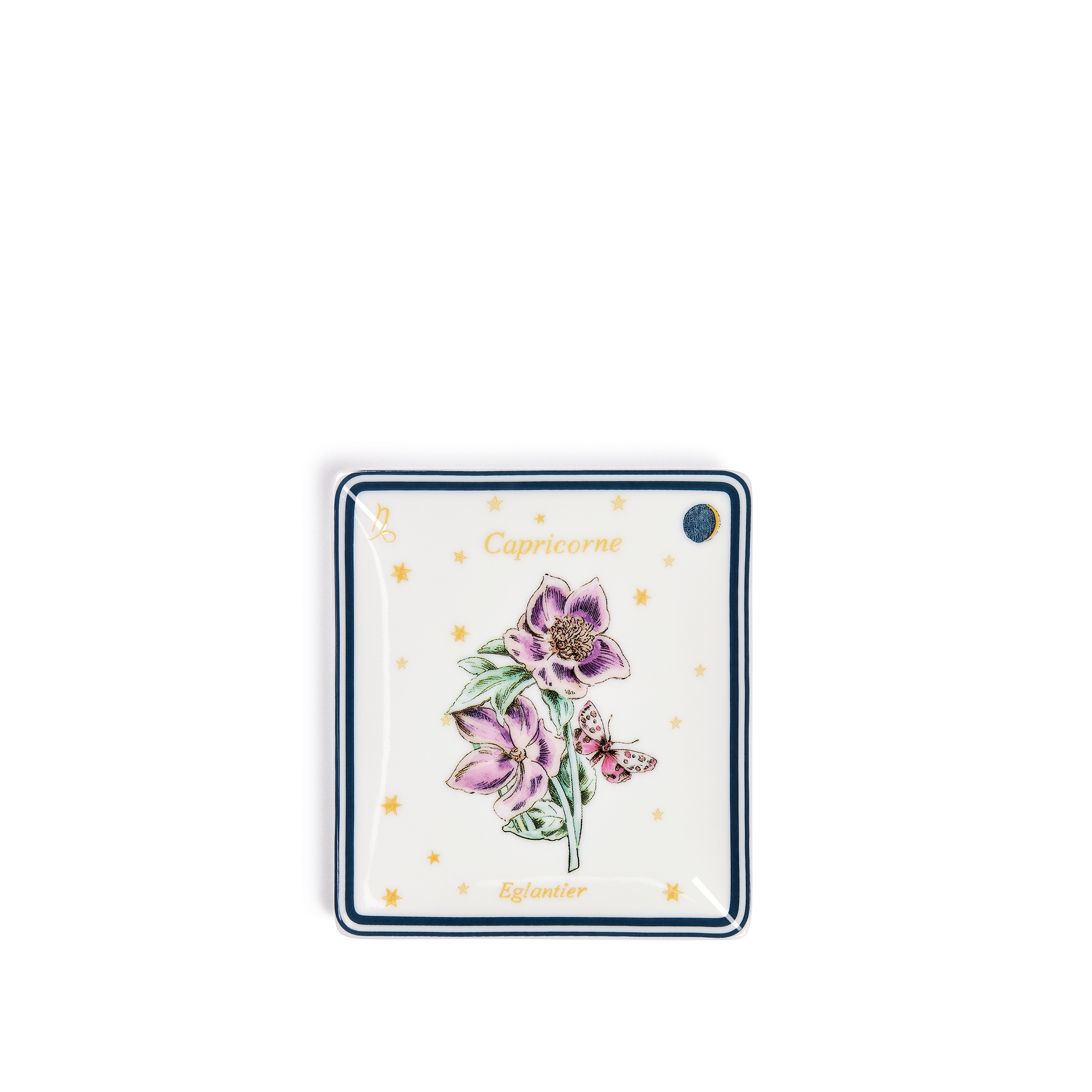 装饰托盘 米白色瓷质多色 Fleur du Zodiac 魔羯座图案 E01