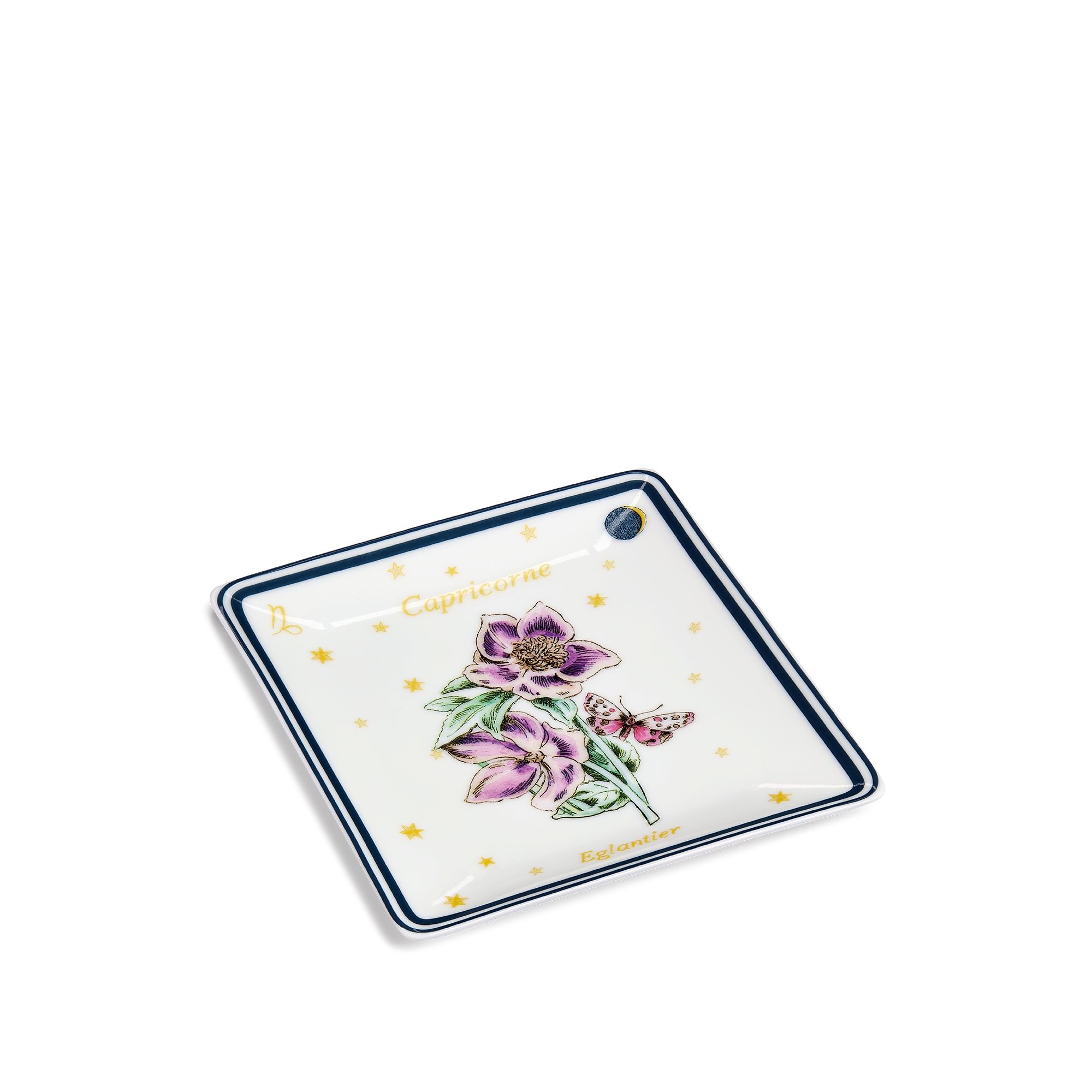 装饰托盘 米白色瓷质多色 Fleur du Zodiac 魔羯座图案 E03