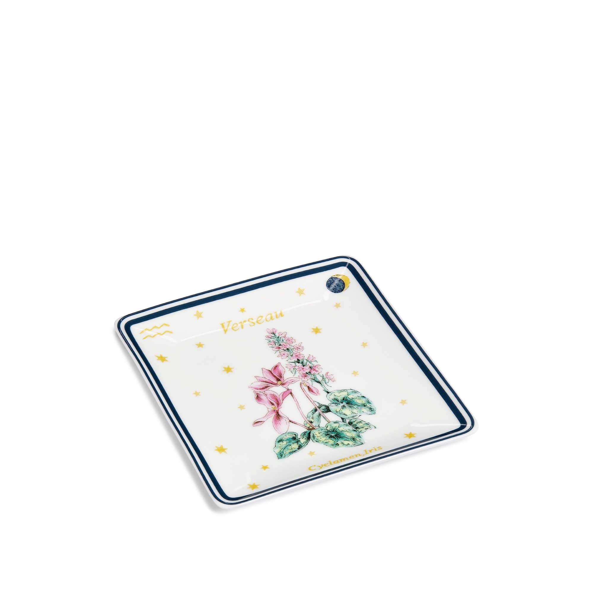 装饰托盘 米白色瓷质多色 Fleur du Zodiac 水瓶座图案 E03