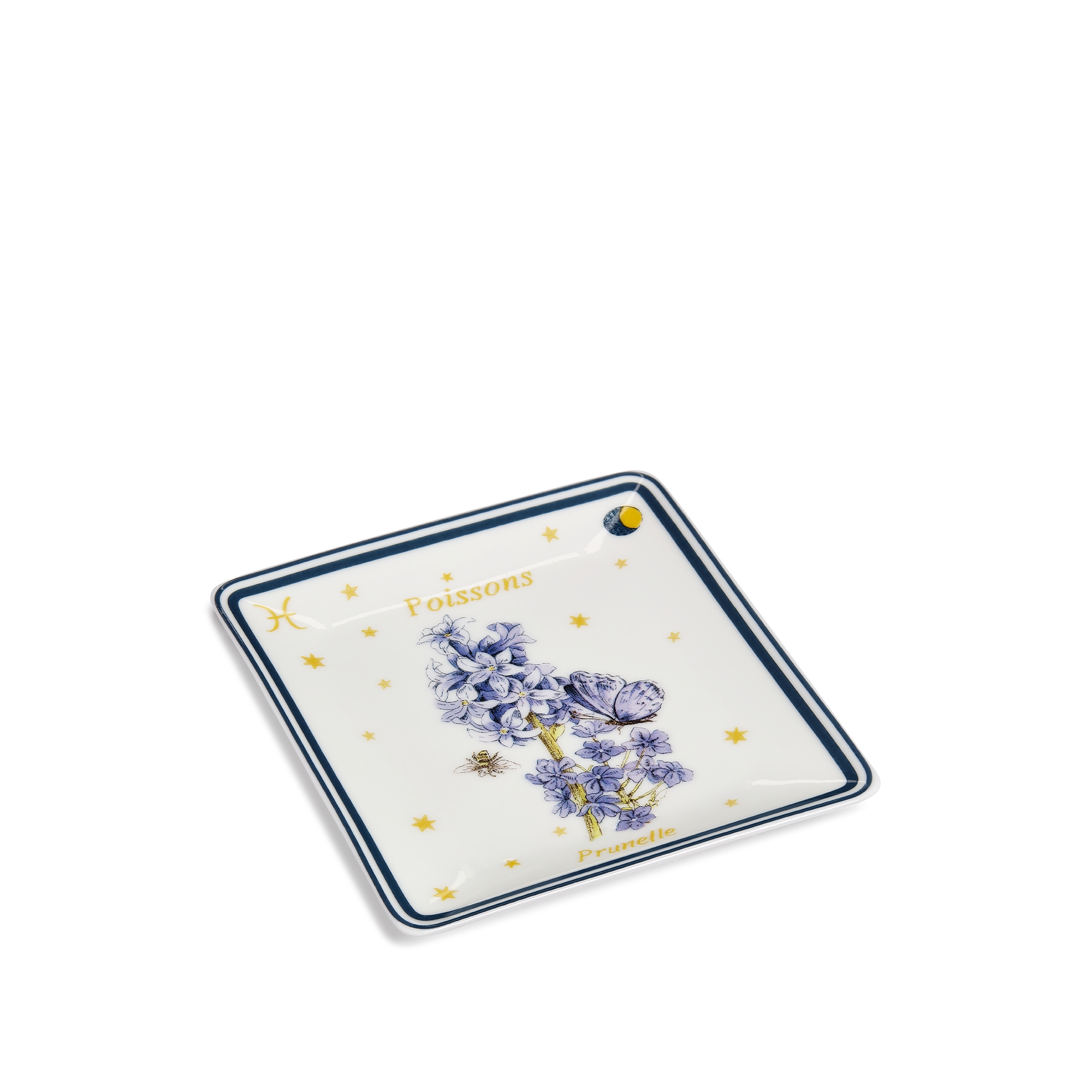 装饰托盘 米白色瓷质多色 Fleur du Zodiac 双鱼座图案 E03