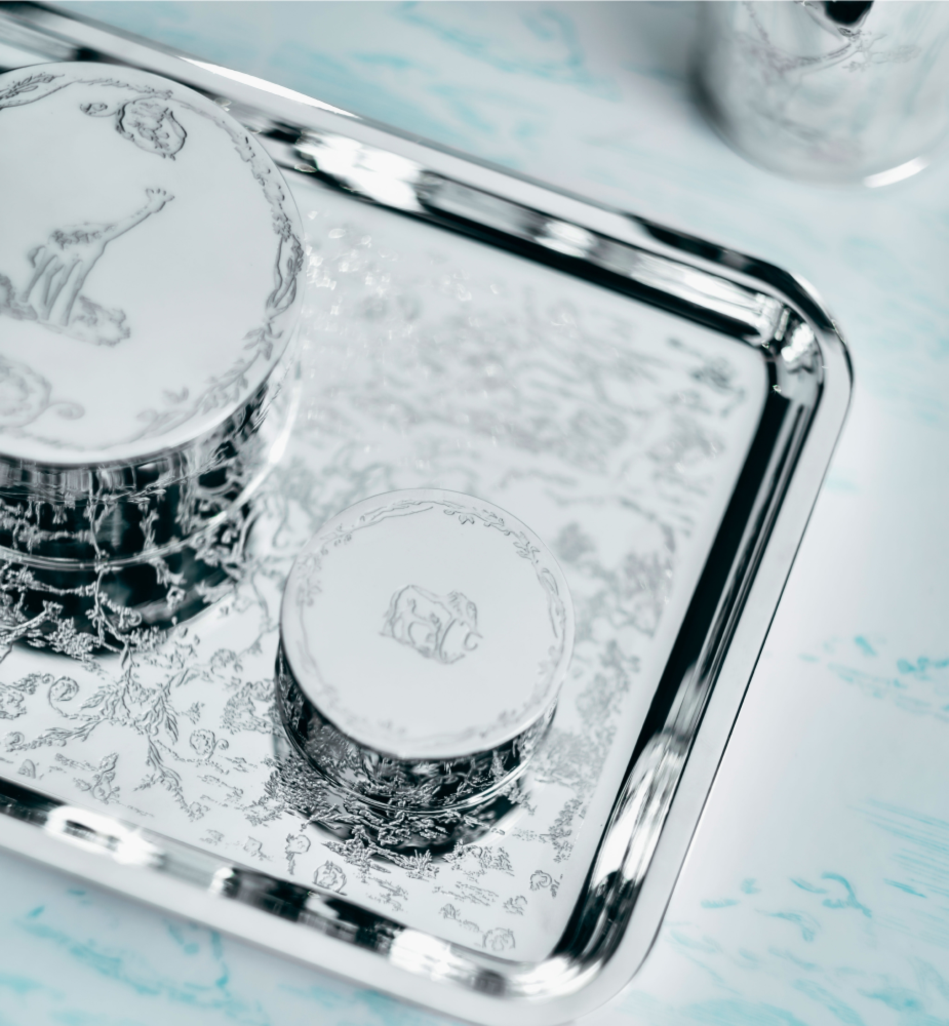 儿童牙齿纪念盒 银色饰面金属 Innocence 茹伊印花图案 E13