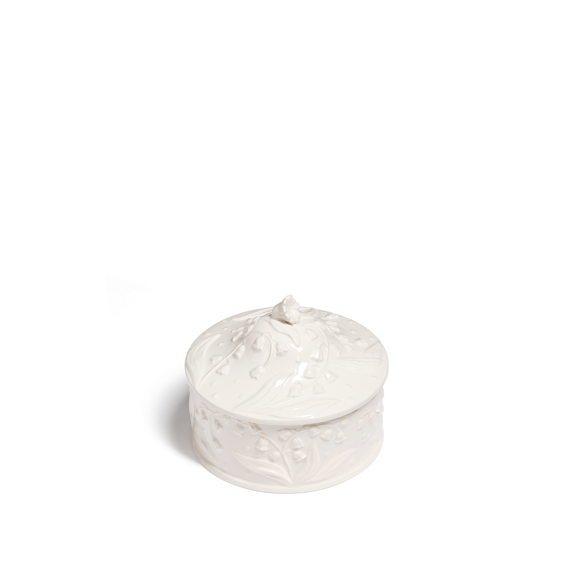 大号装饰盒 白色陶瓷 Lily Dior 凸起图案 E03