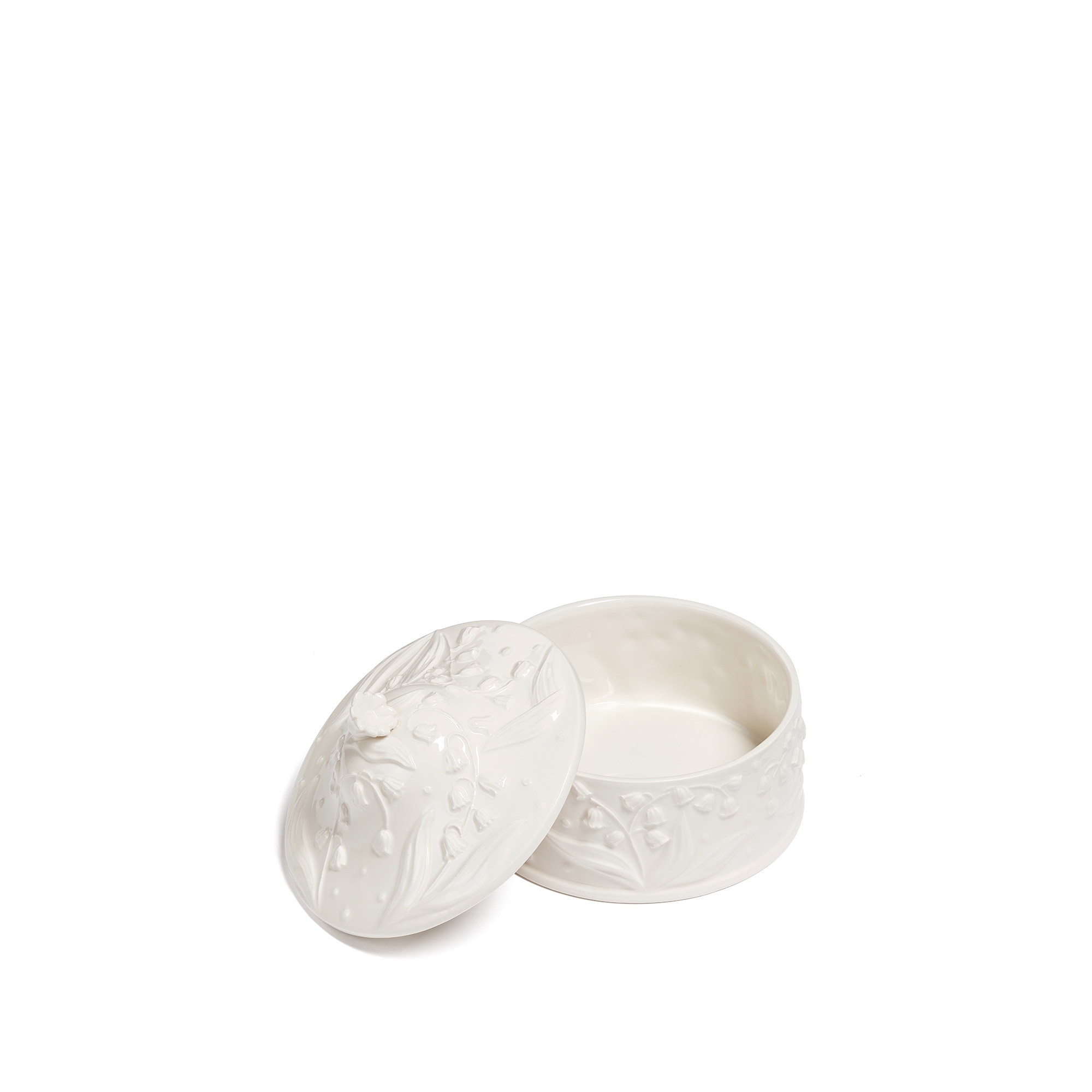 大号装饰盒 白色陶瓷 Lily Dior 凸起图案 E06