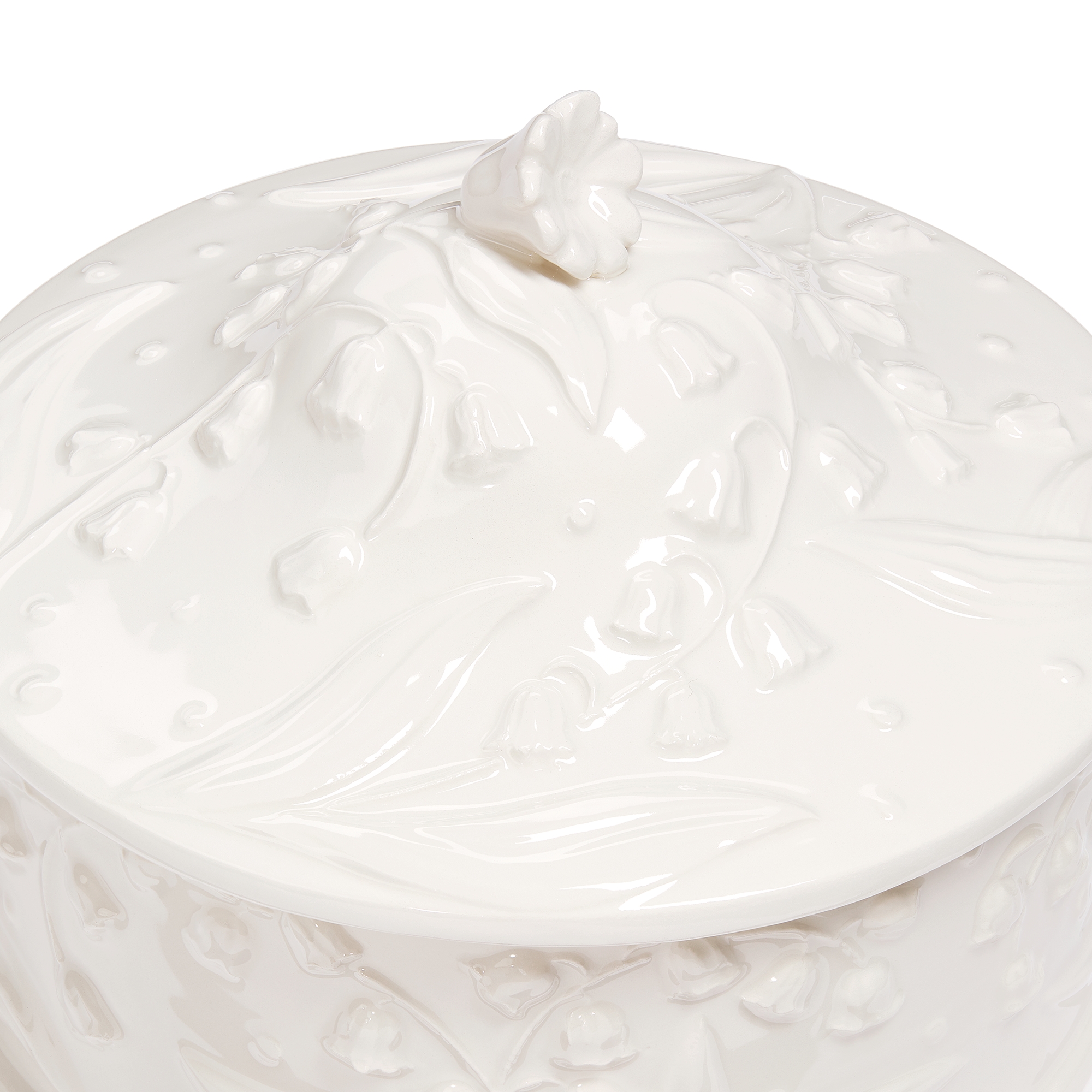 大号装饰盒 白色陶瓷 Lily Dior 凸起图案 E09