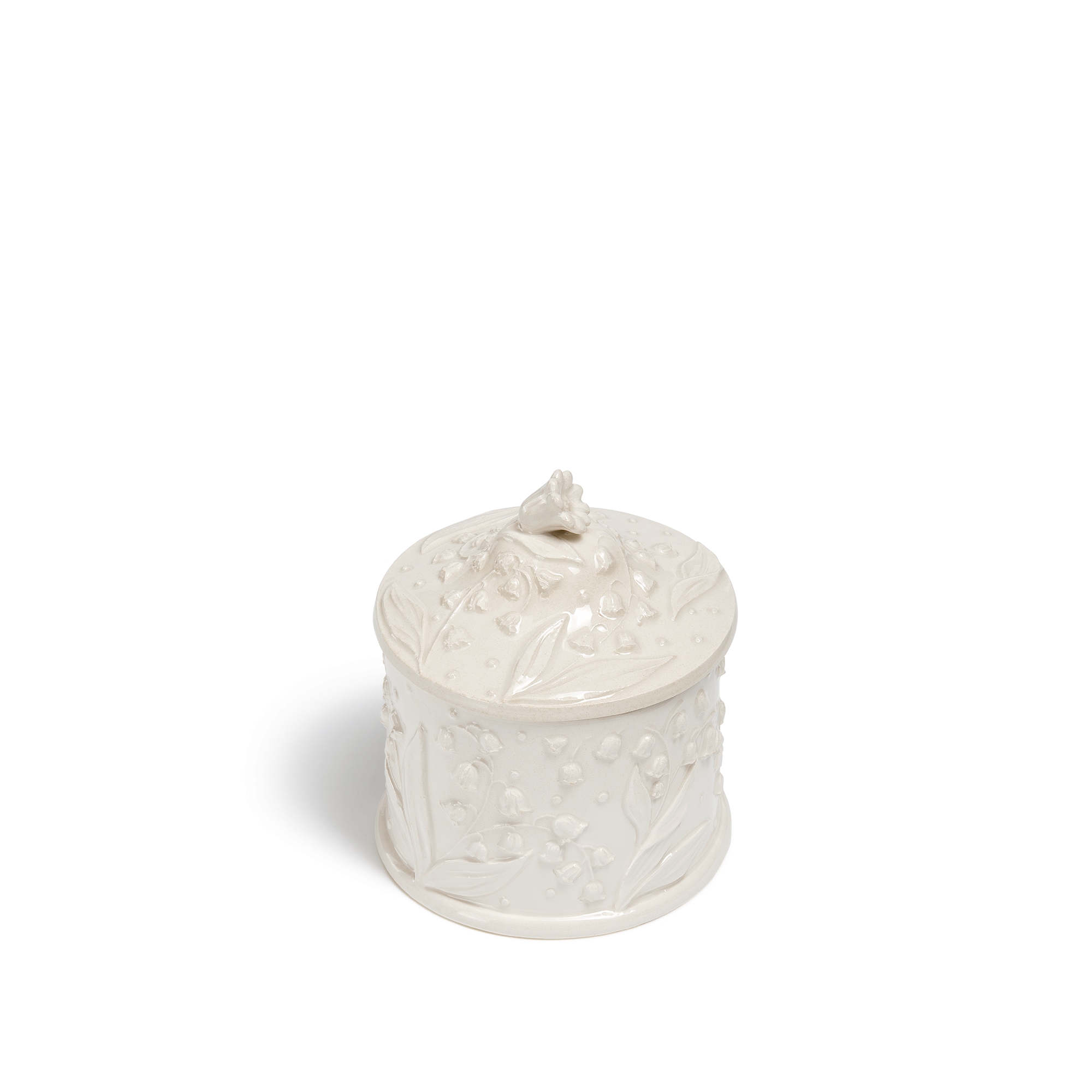 装饰盒 白色陶瓷 Lily Dior 凸起图案 E03