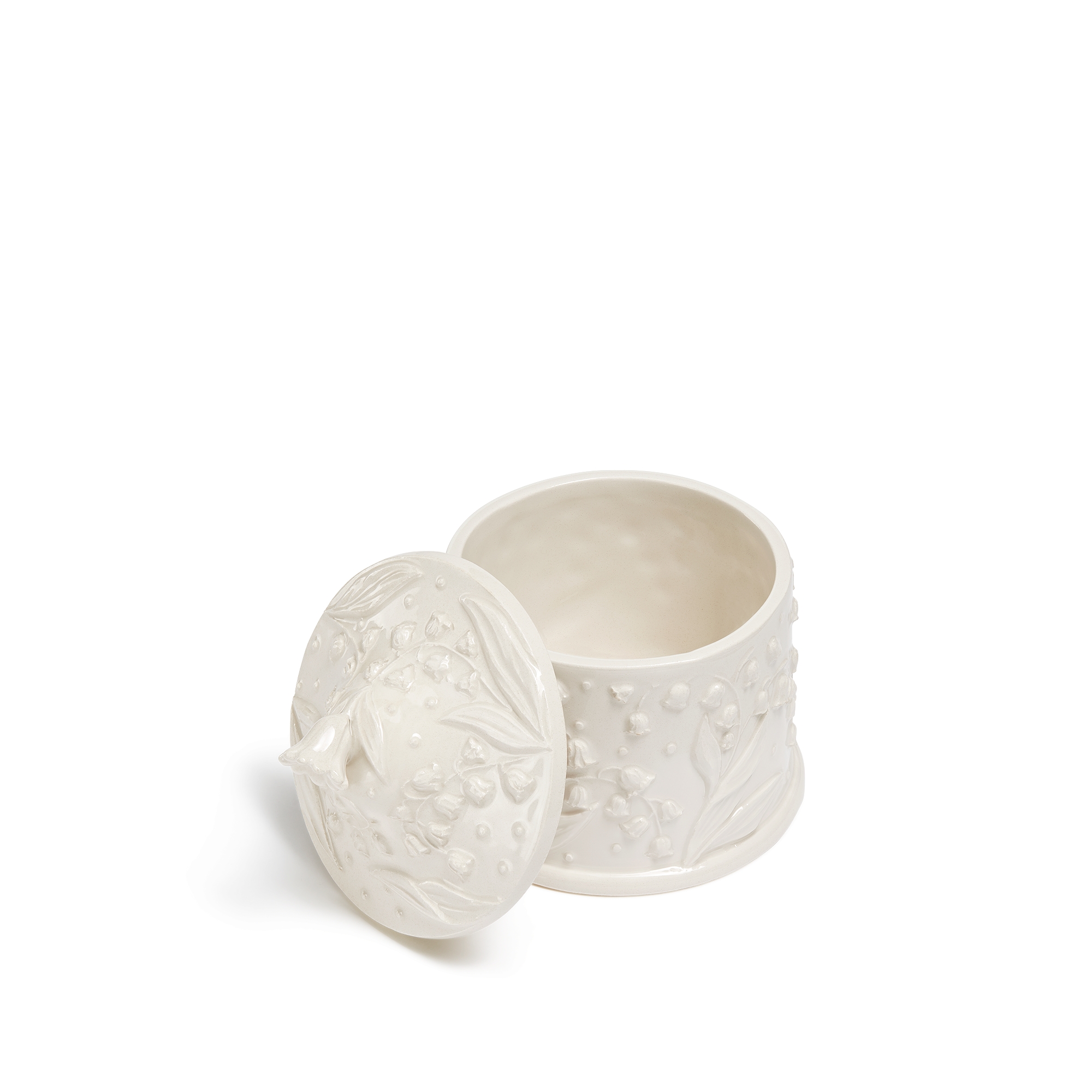 装饰盒 白色陶瓷 Lily Dior 凸起图案 E06