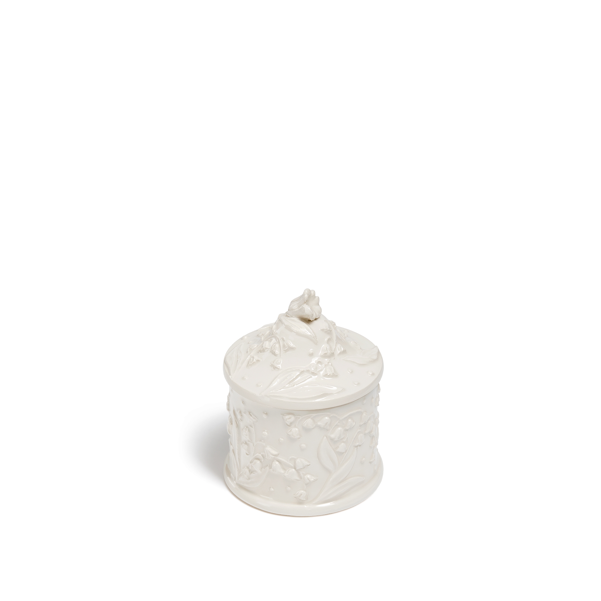 小号装饰盒 白色陶瓷 Lily Dior 凸起图案 E03