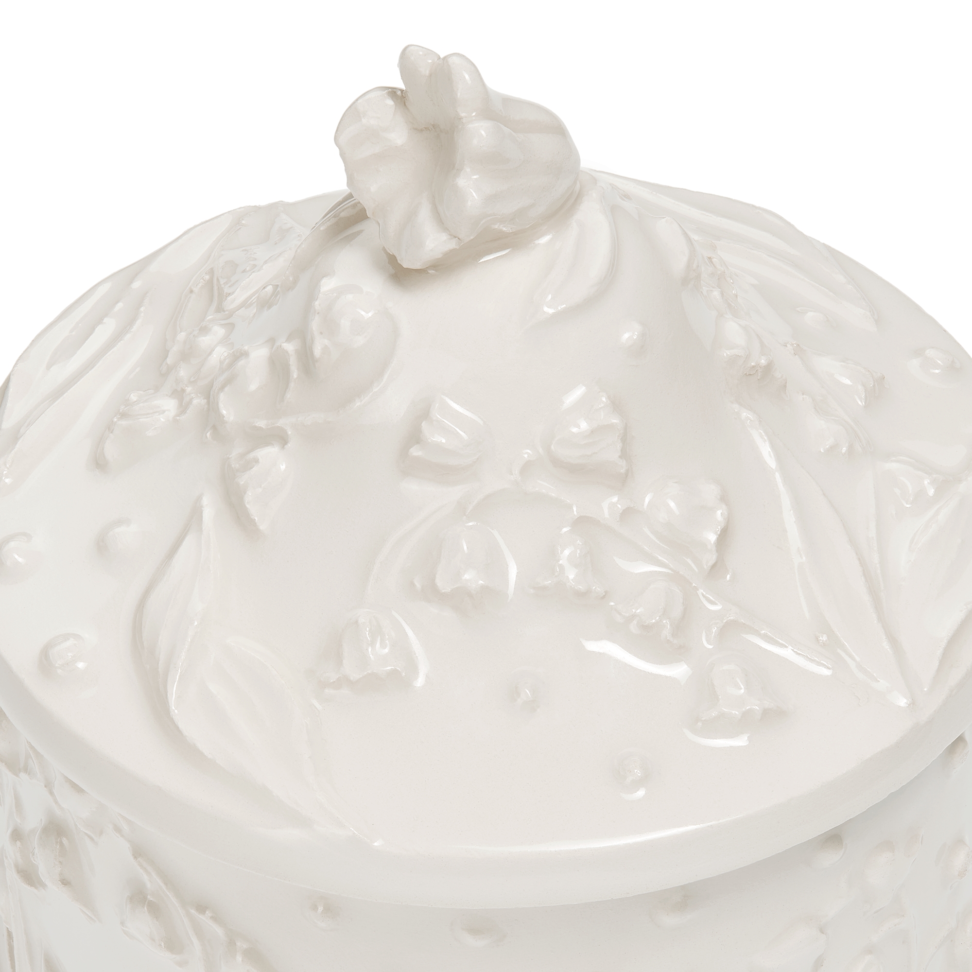 小号装饰盒 白色陶瓷 Lily Dior 凸起图案 E09