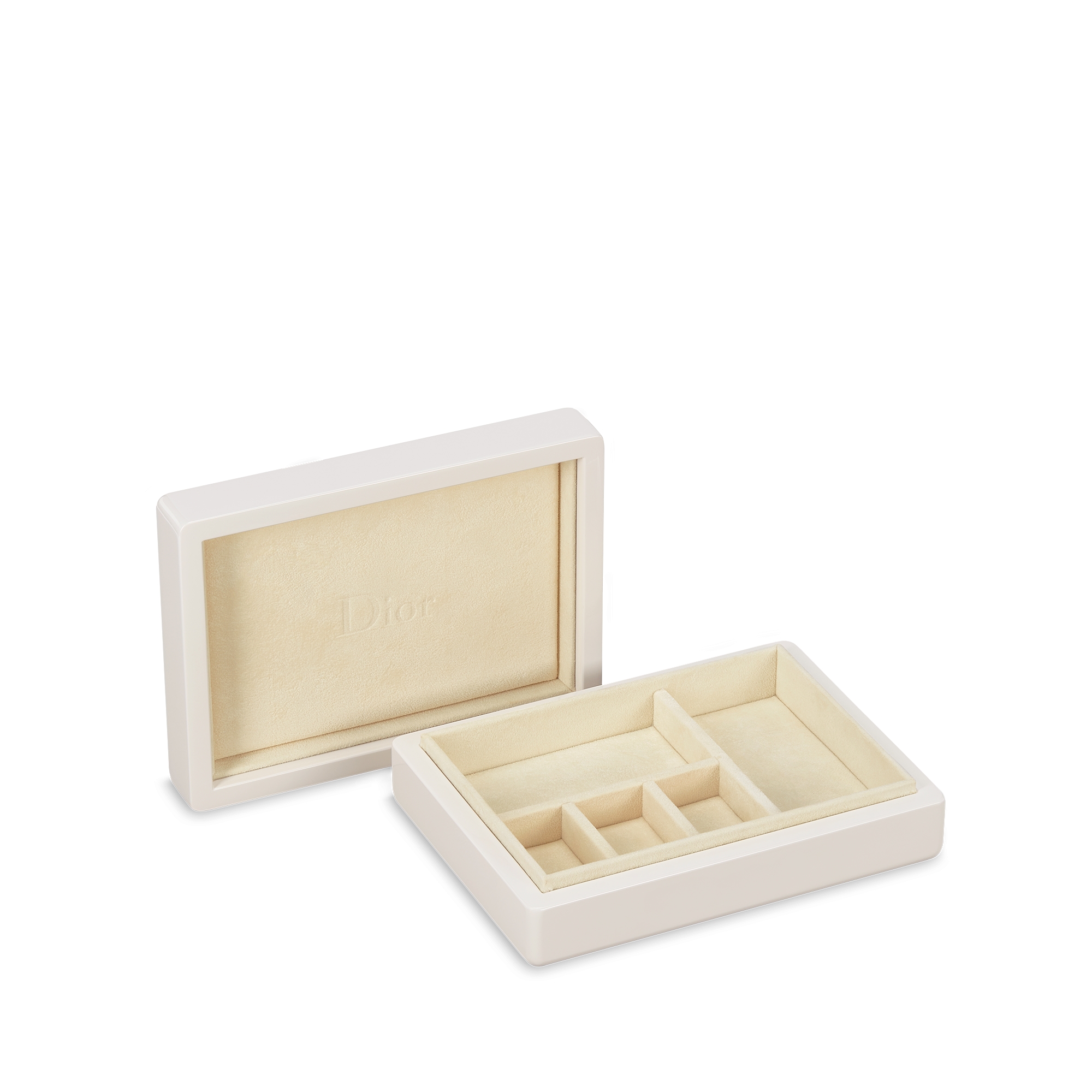 珠宝盒 白色涂漆木质和麦秸细工镶嵌藤格纹格子图案 E06