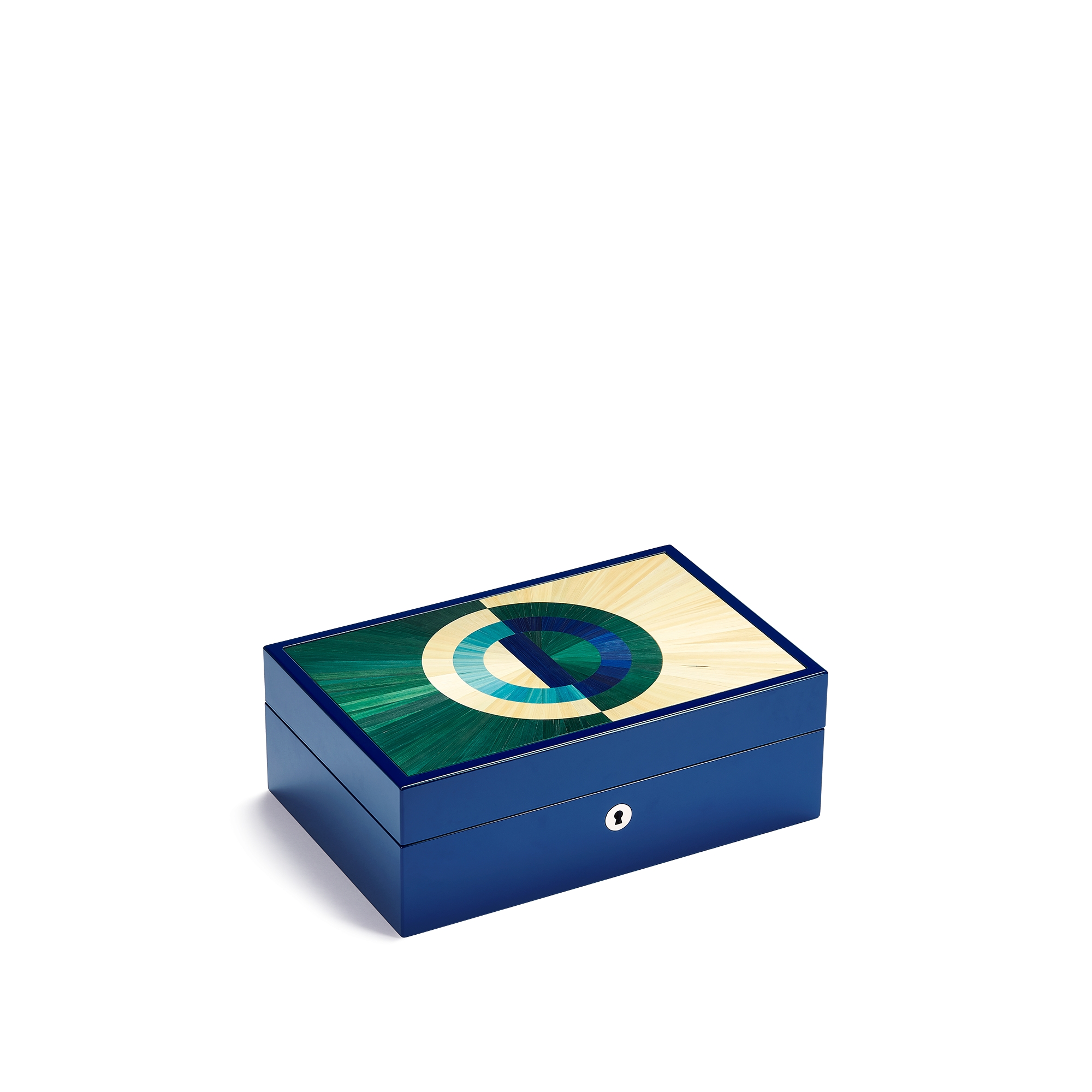 八件式腕表保护壳 涂漆木头、天鹅绒和纸编绿色 CD Entrelacés 图案 E03