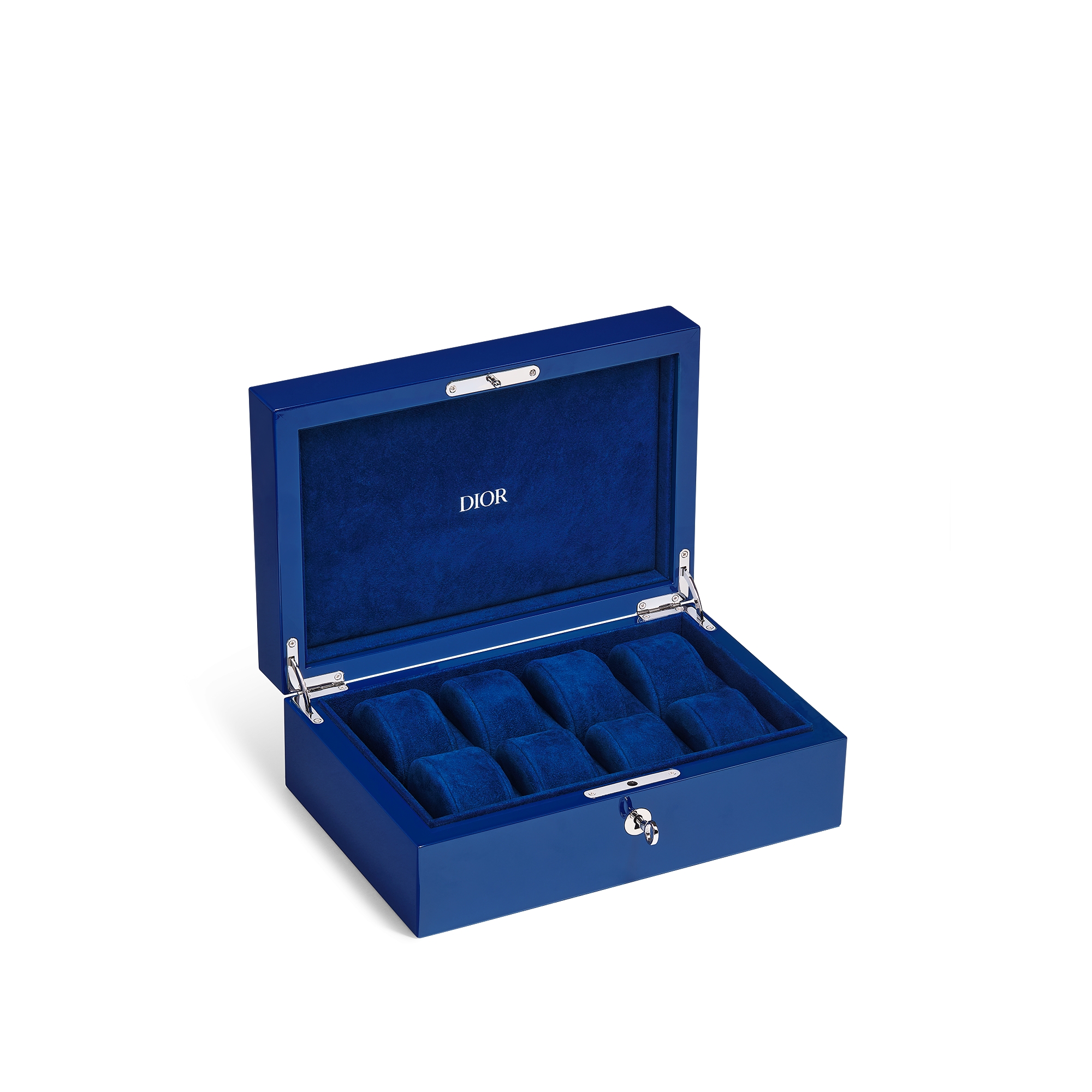 八件式腕表保护壳 涂漆木头、天鹅绒和纸编绿色 CD Entrelacés 图案 E06