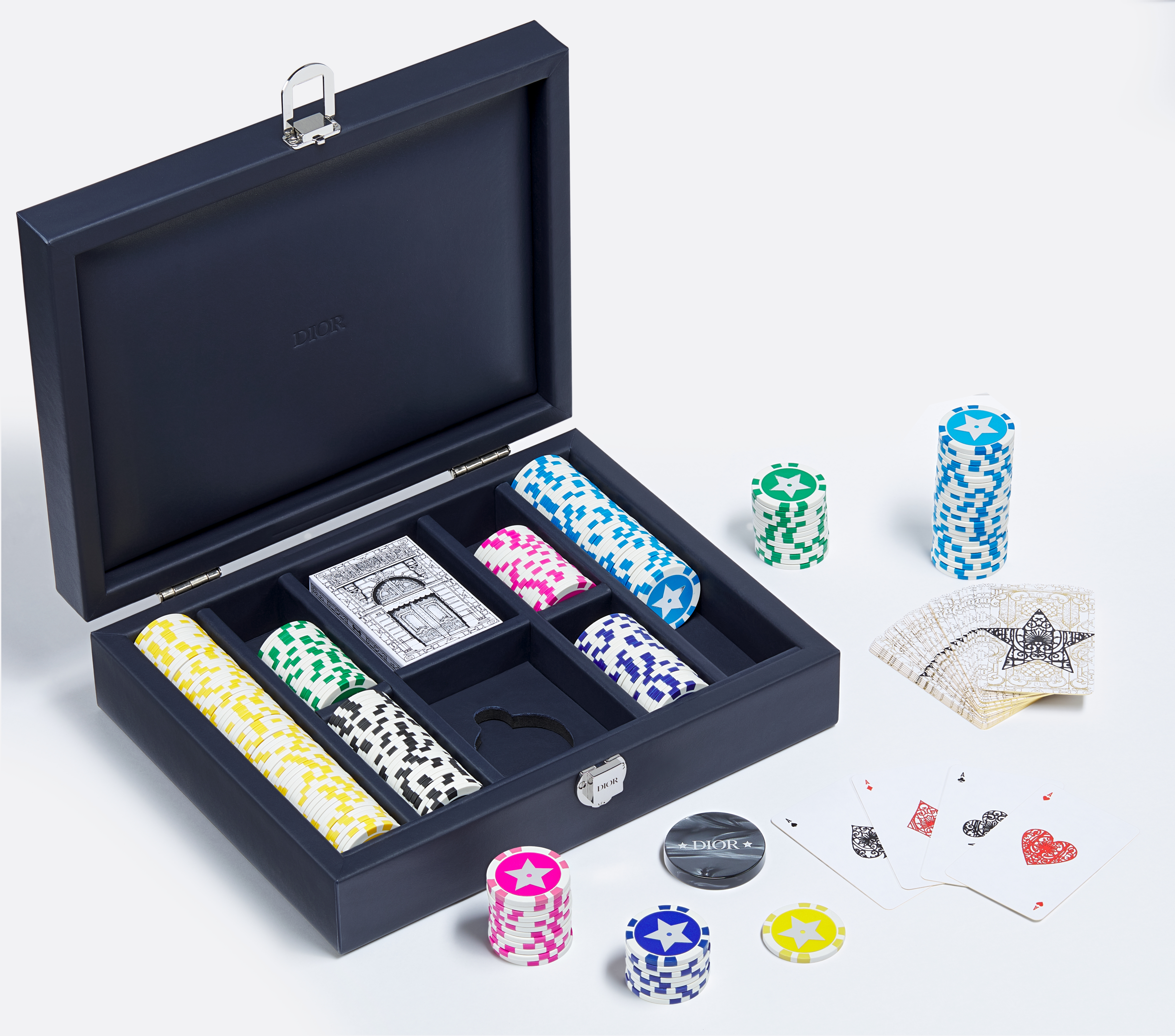 纸牌游戏套装 米色和海军蓝色 Oblique 印花 E03