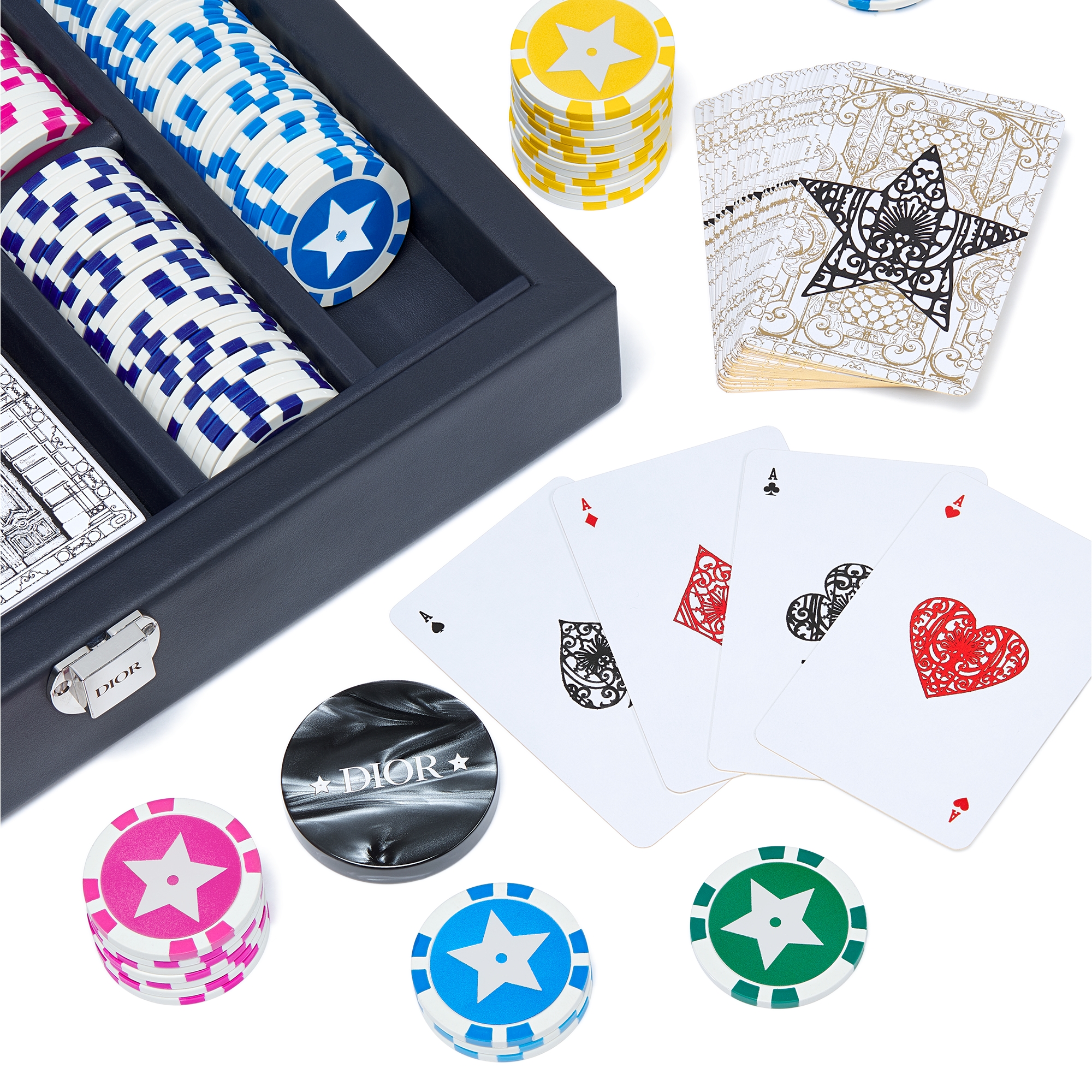 纸牌游戏套装 米色和海军蓝色 Oblique 印花 E09