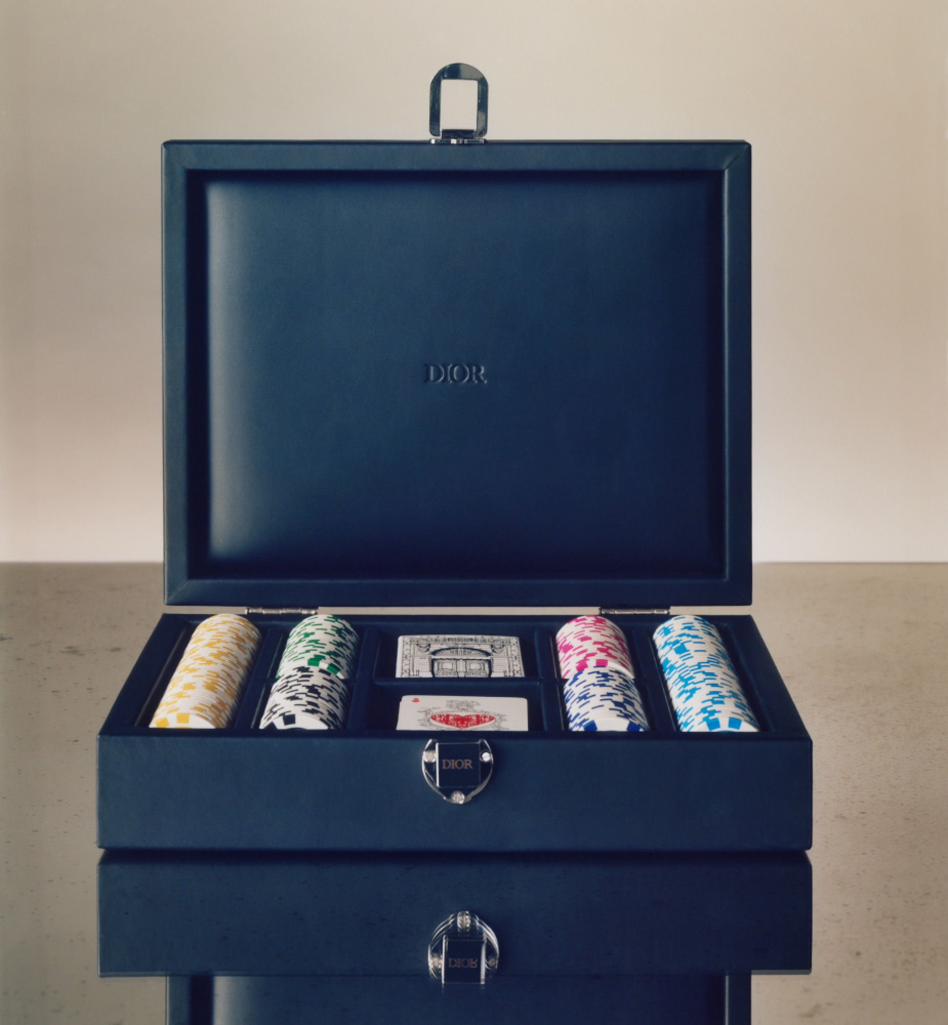 纸牌游戏套装 米色和海军蓝色 Oblique 印花 E13