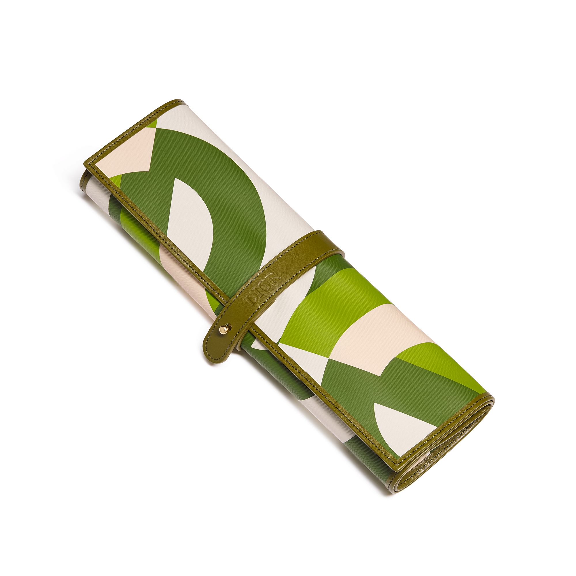 旅行双陆棋 绿色棉质和牛皮革 CD Entrelacés 图案 E01