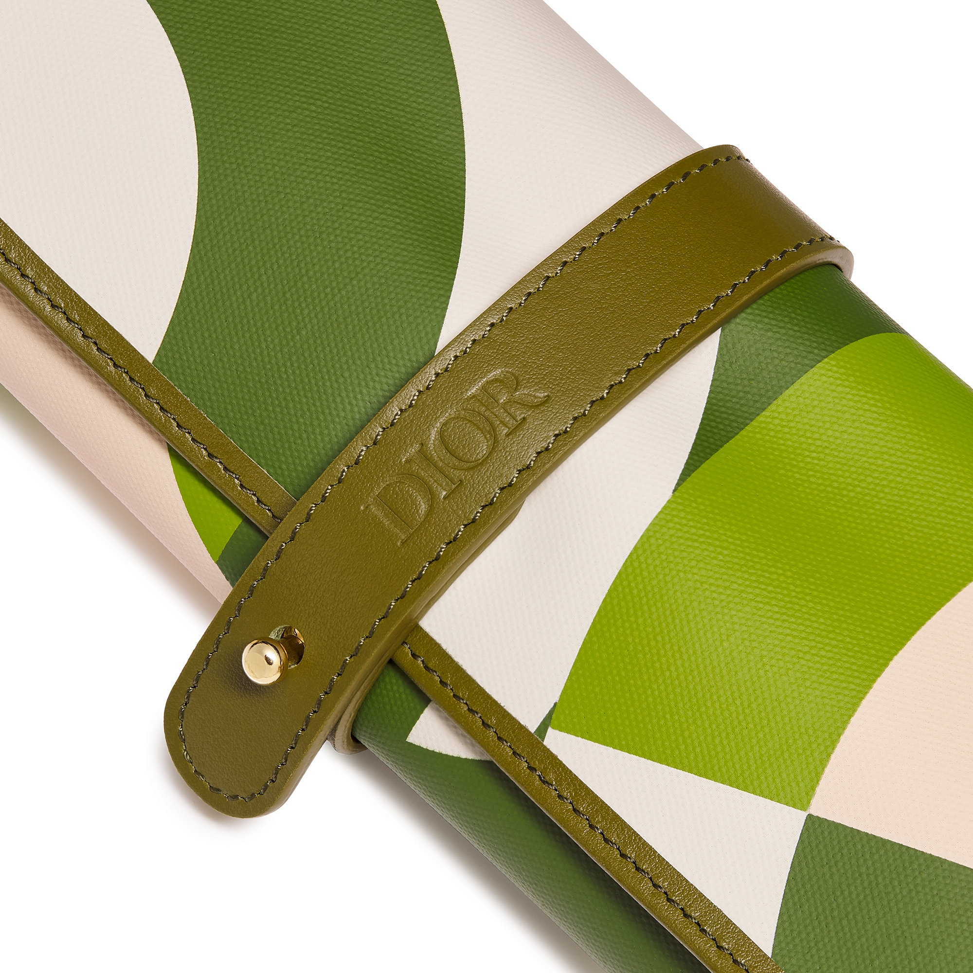 旅行双陆棋 绿色棉质和牛皮革 CD Entrelacés 图案 E07