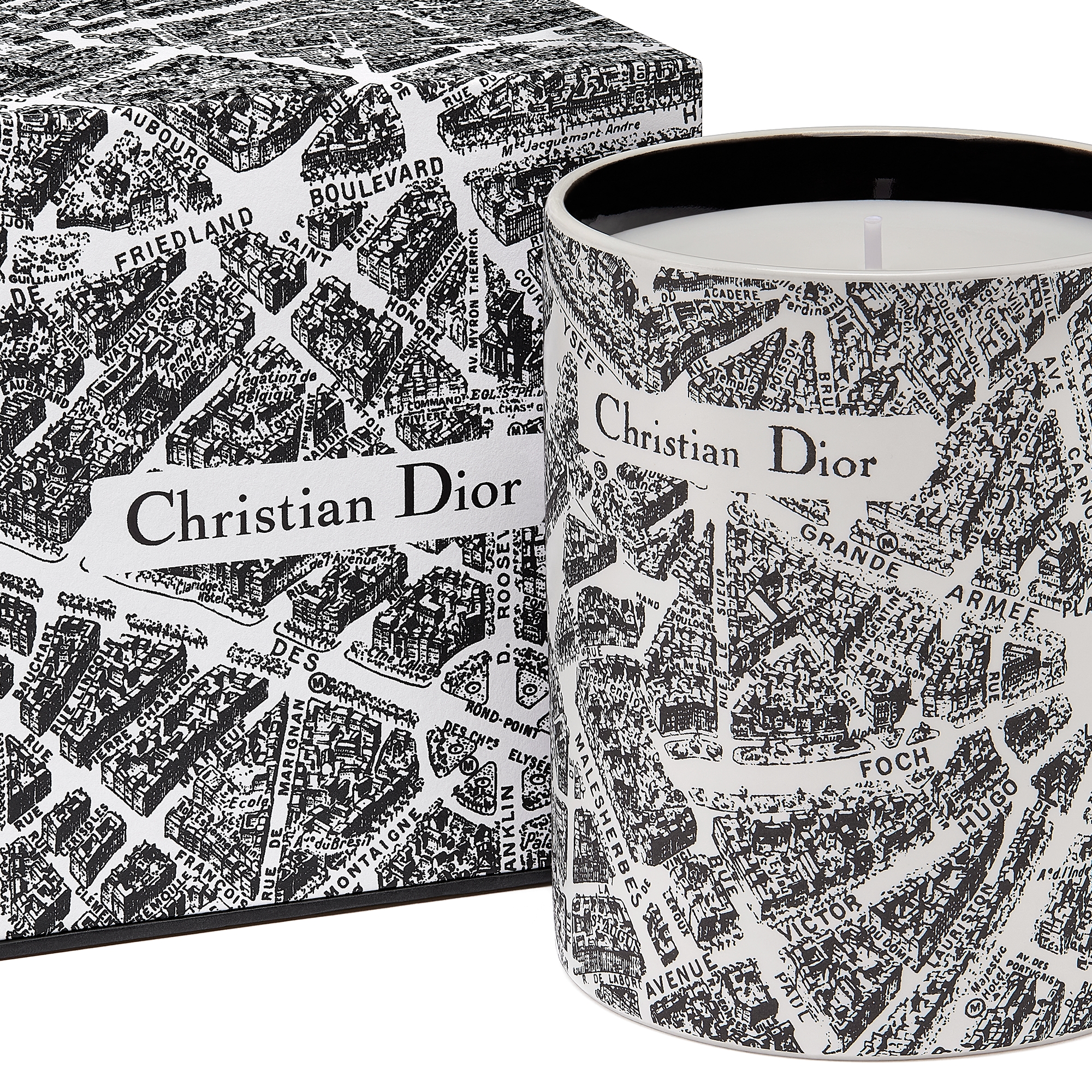 Baies de Rose Bergamote 香氛蜡烛 黑色和白色 Plan de Paris 图案 E10