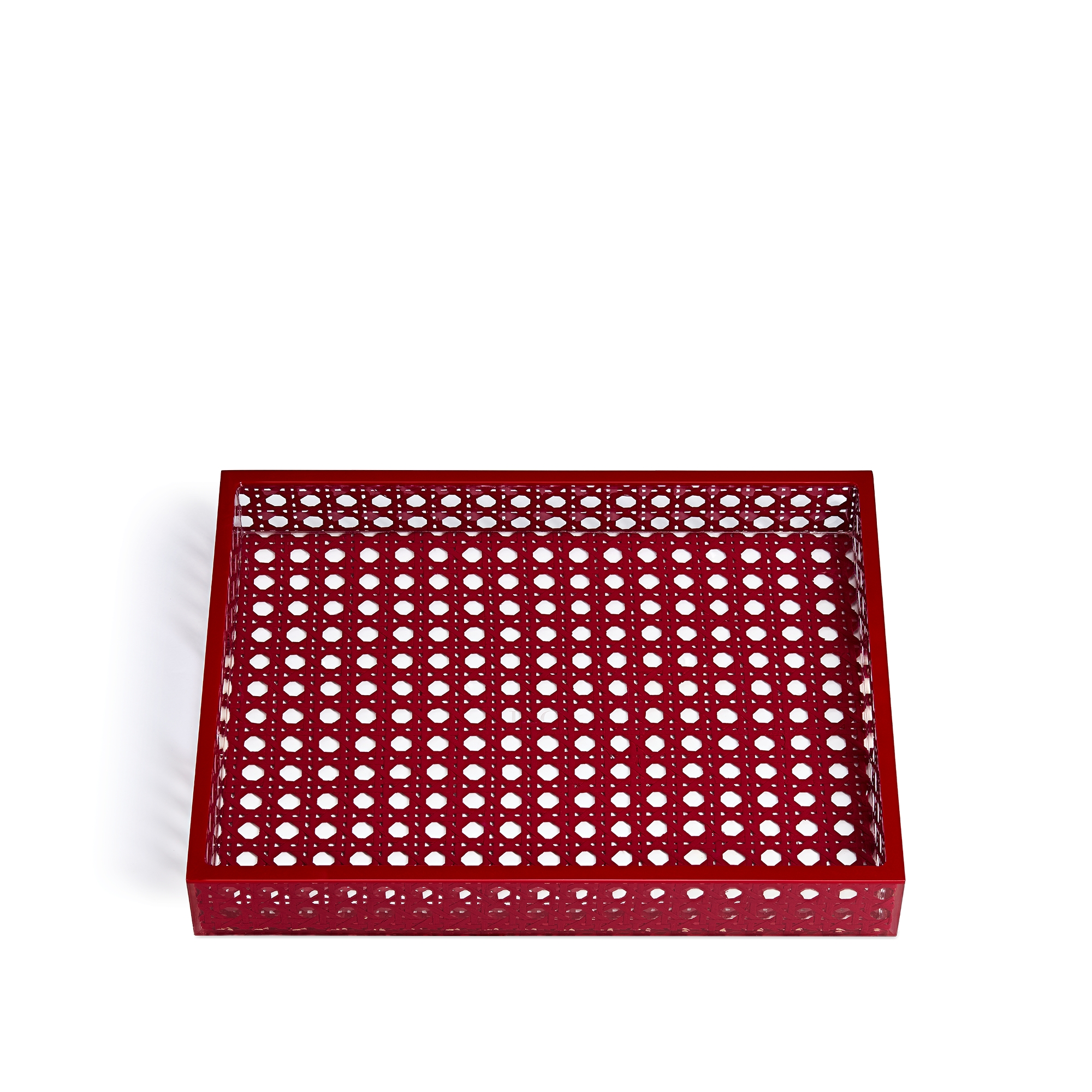 托盘 红色人工树脂和藤条 Provence 藤格纹 E01