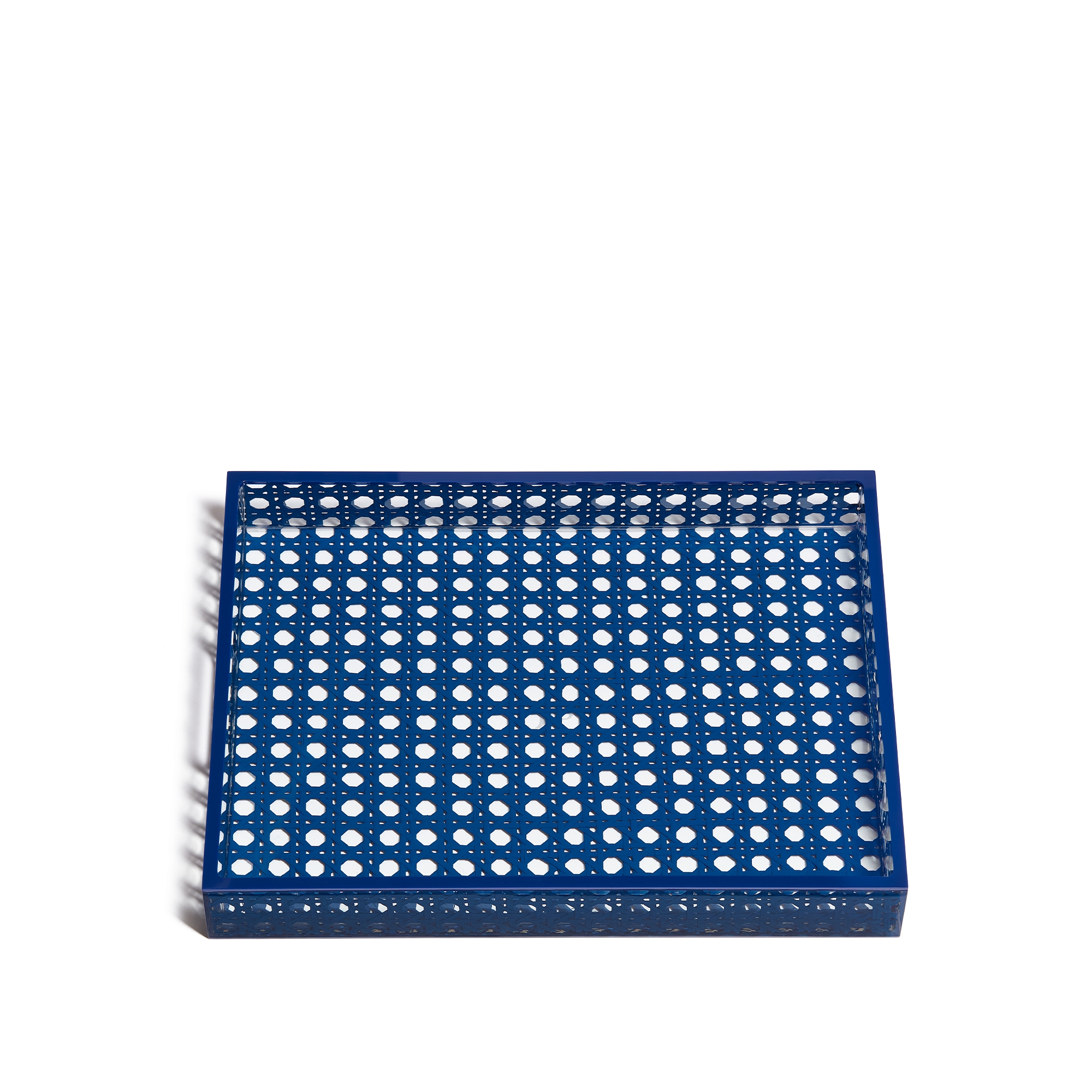 托盘 蓝色人工树脂和藤条 Provence 藤格纹 E01