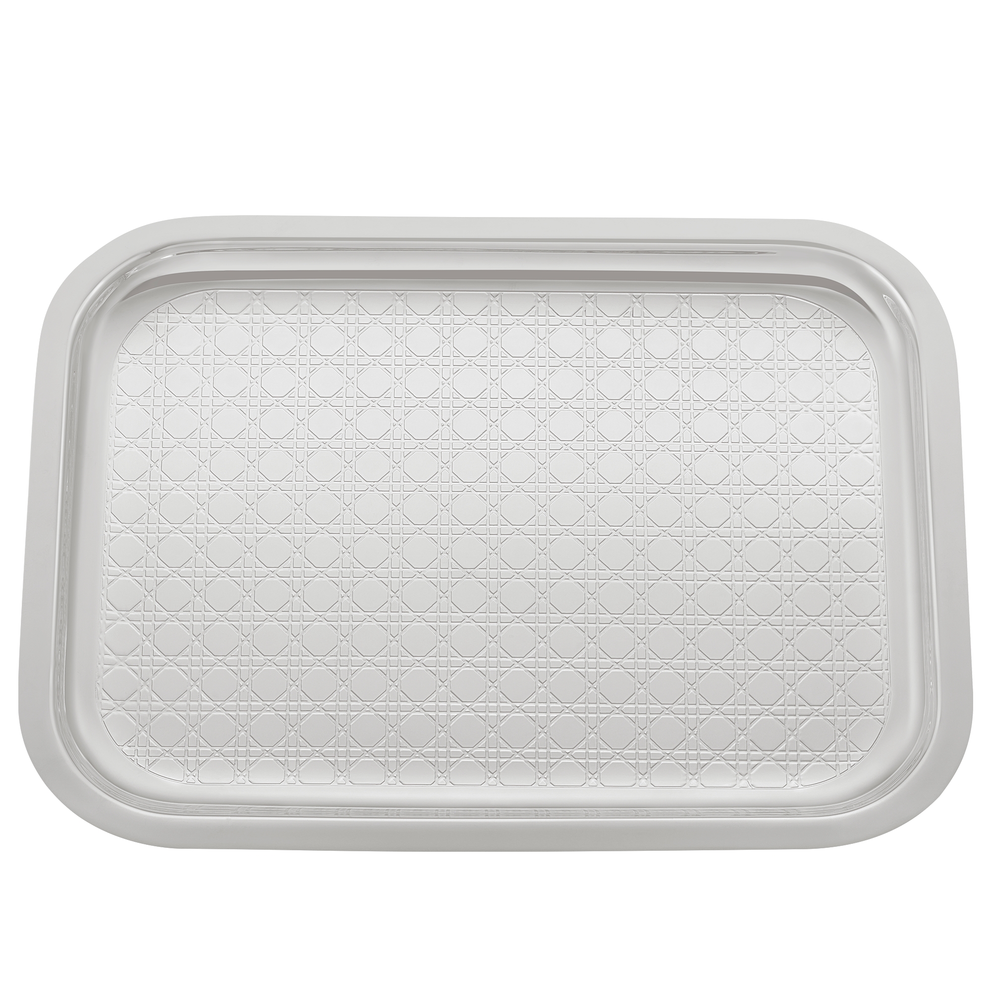 小号托盘 银色饰面金属藤格纹 E01