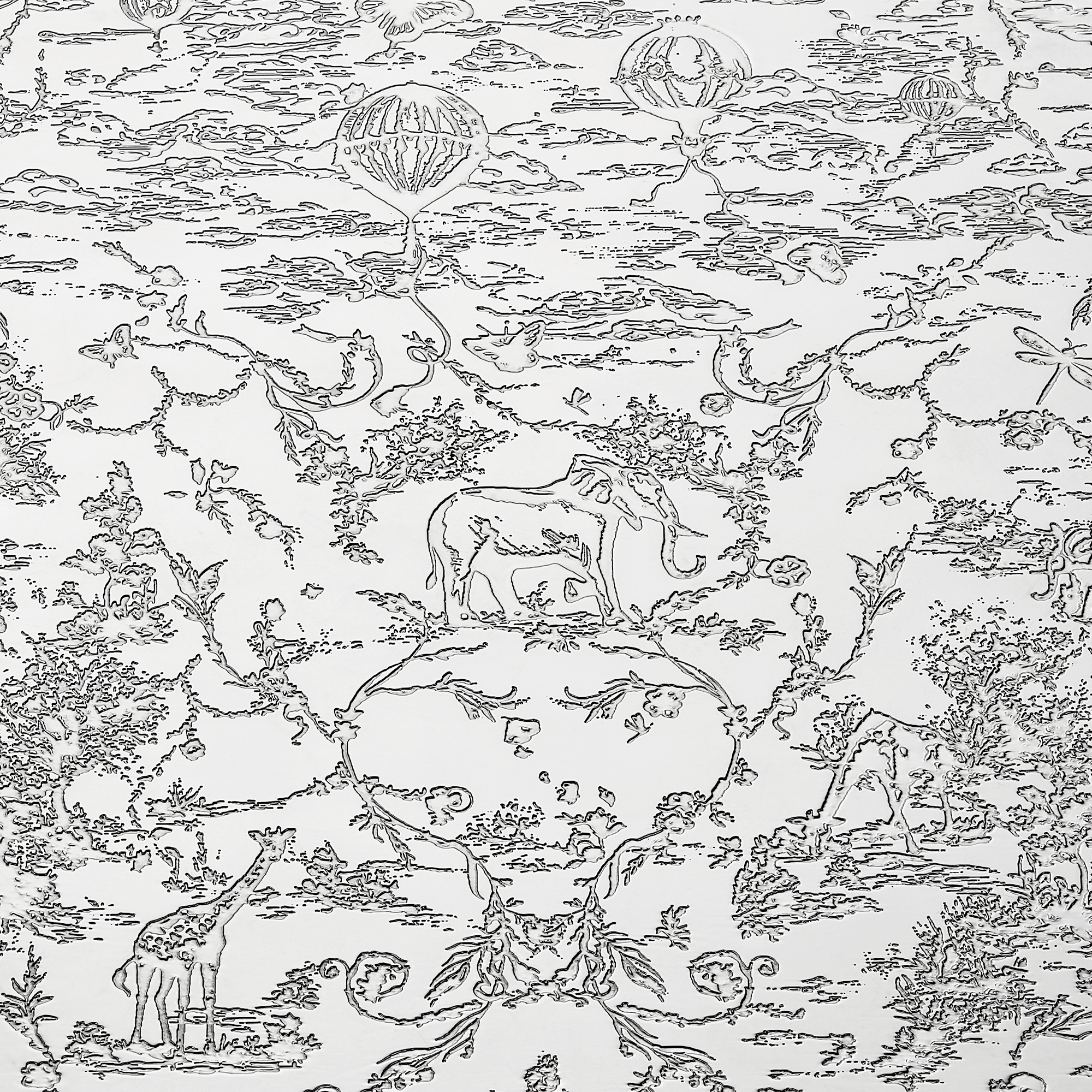 镌刻图案托盘 银色饰面金属 Innocence 茹伊印花图案 E09