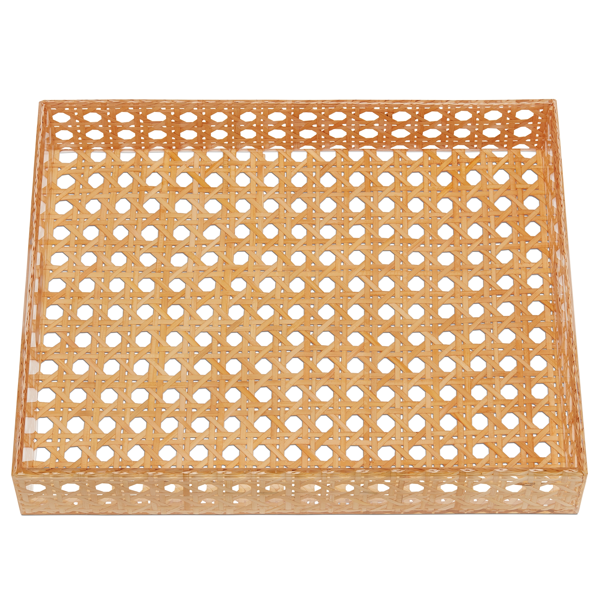 大号托盘 米色人工树脂和藤条 Provence 藤格纹图案 E06