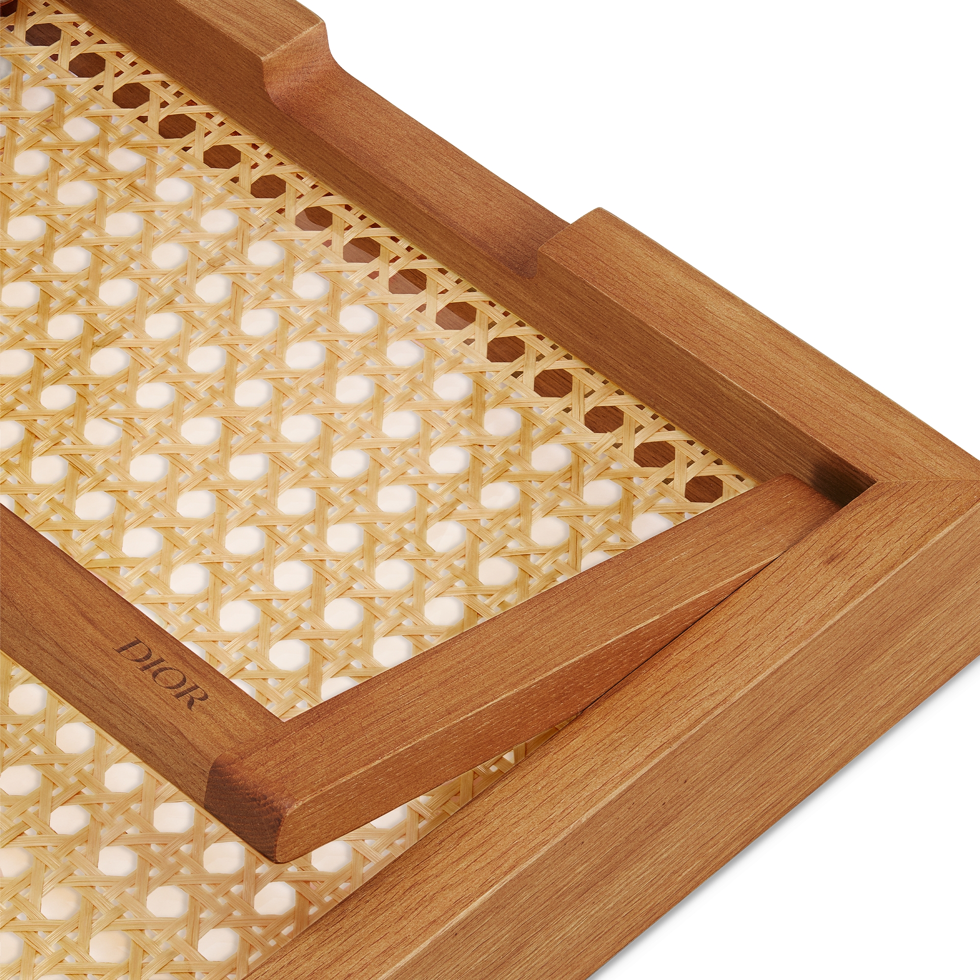 早餐托盘 橡木、人工树脂和藤条，Provence 藤格纹图案 E09