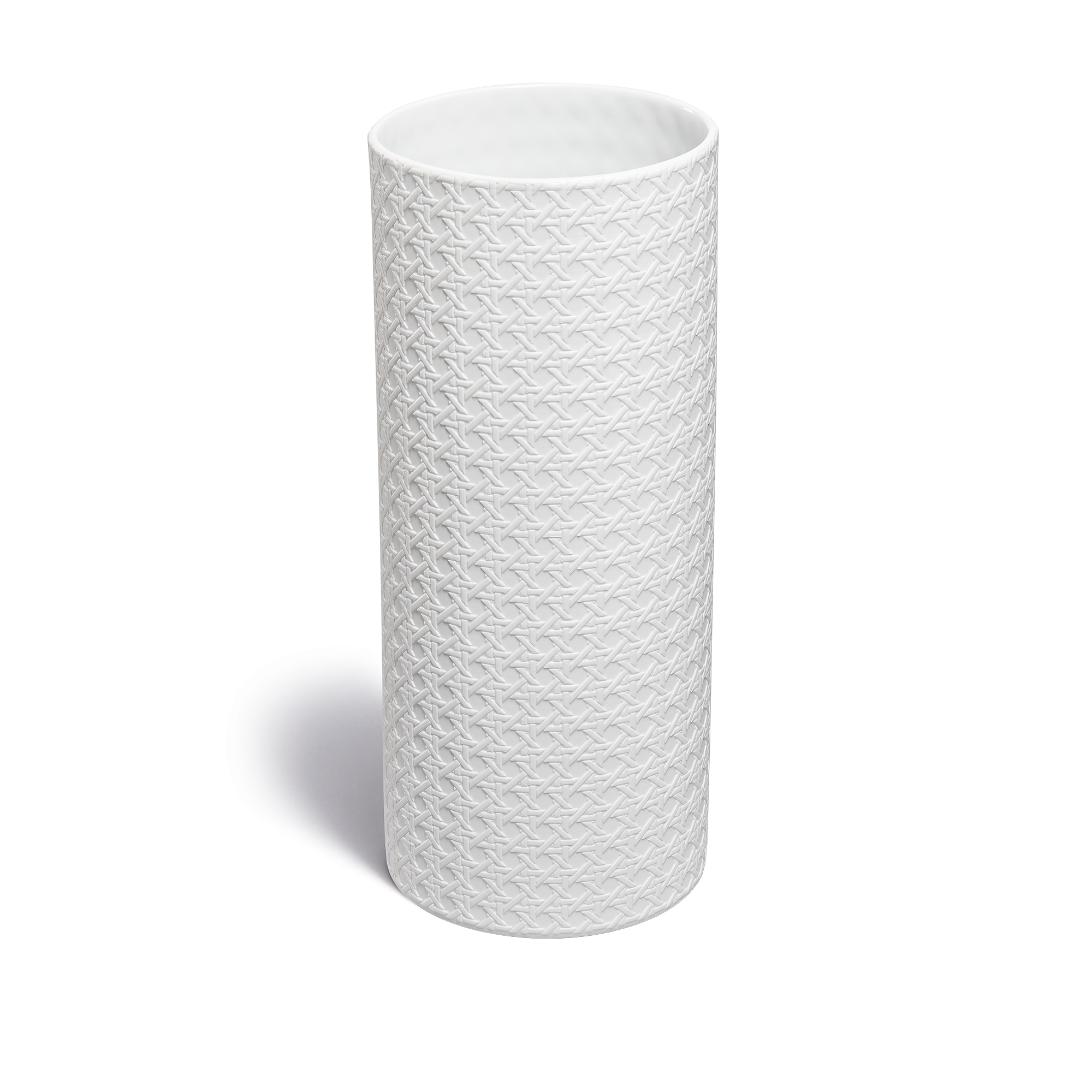 大号圆柱形花瓶 白色瓷质凸起 Miss Dior Cannage 图案 E08
