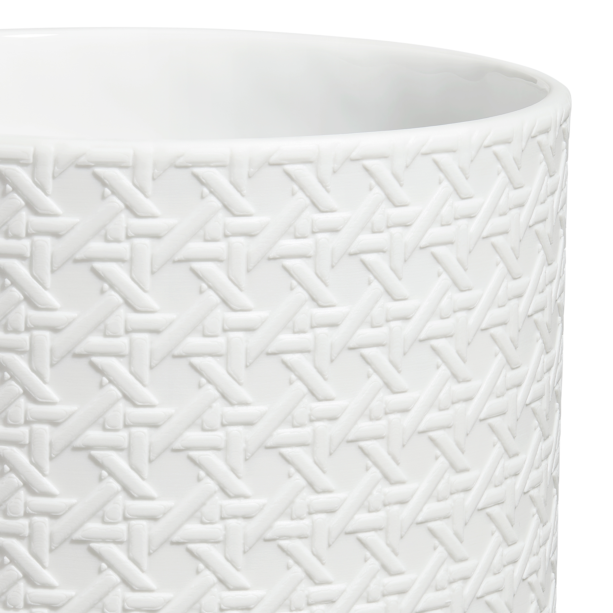 大号圆柱形花瓶 白色瓷质凸起 Miss Dior Cannage 图案 E09